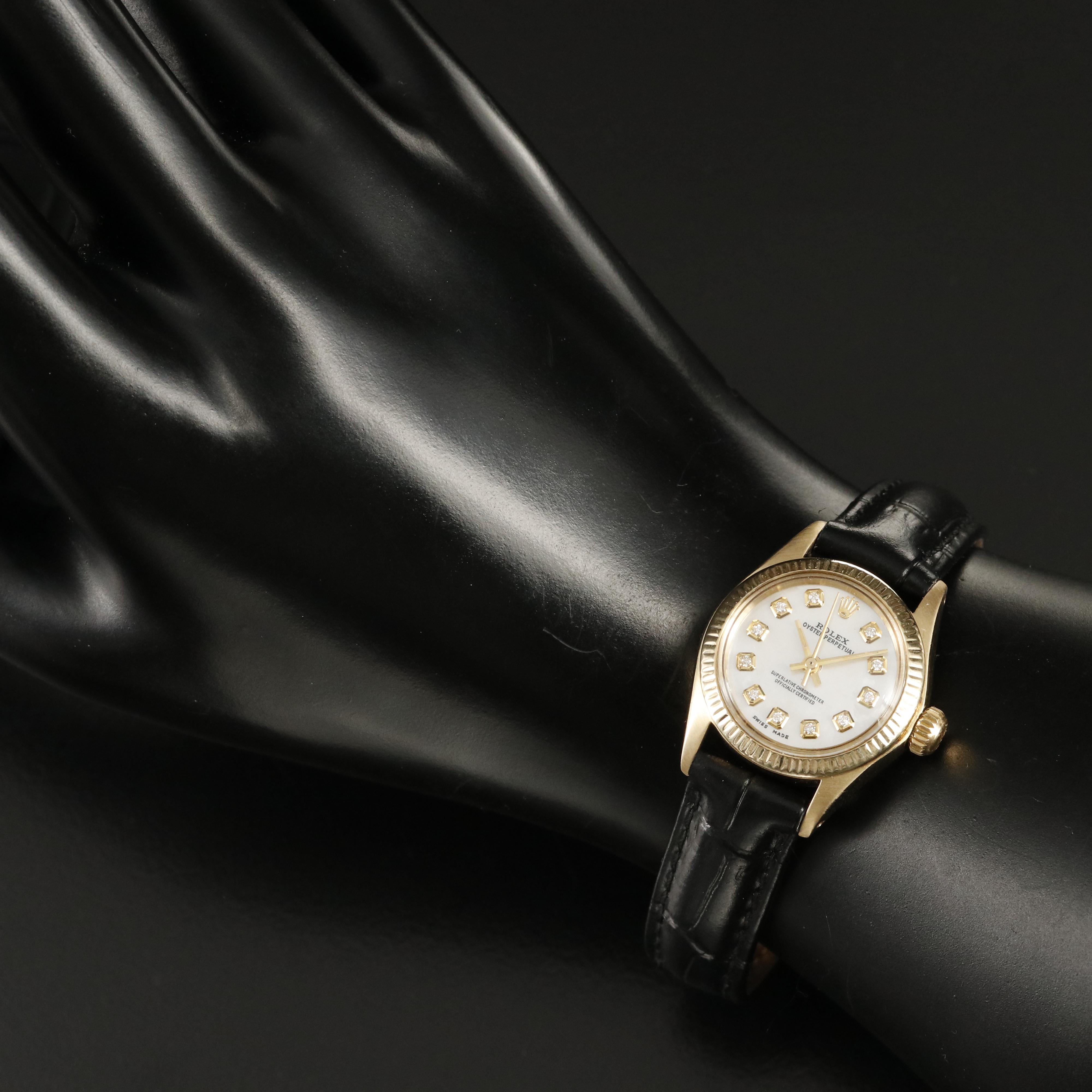 1978 14K and Diamond Rolex Oyster Perpetual Watch