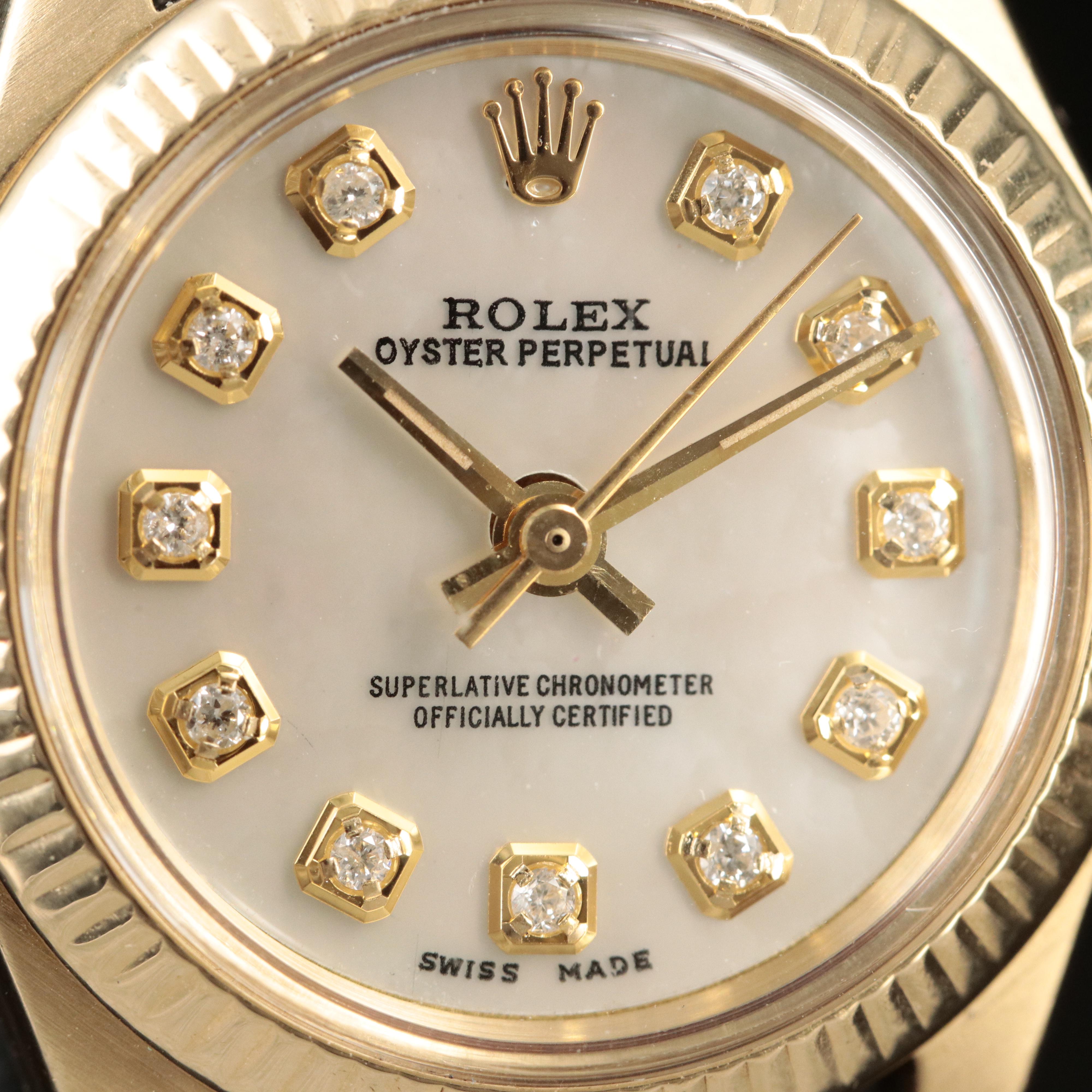 1978 14K and Diamond Rolex Oyster Perpetual Watch