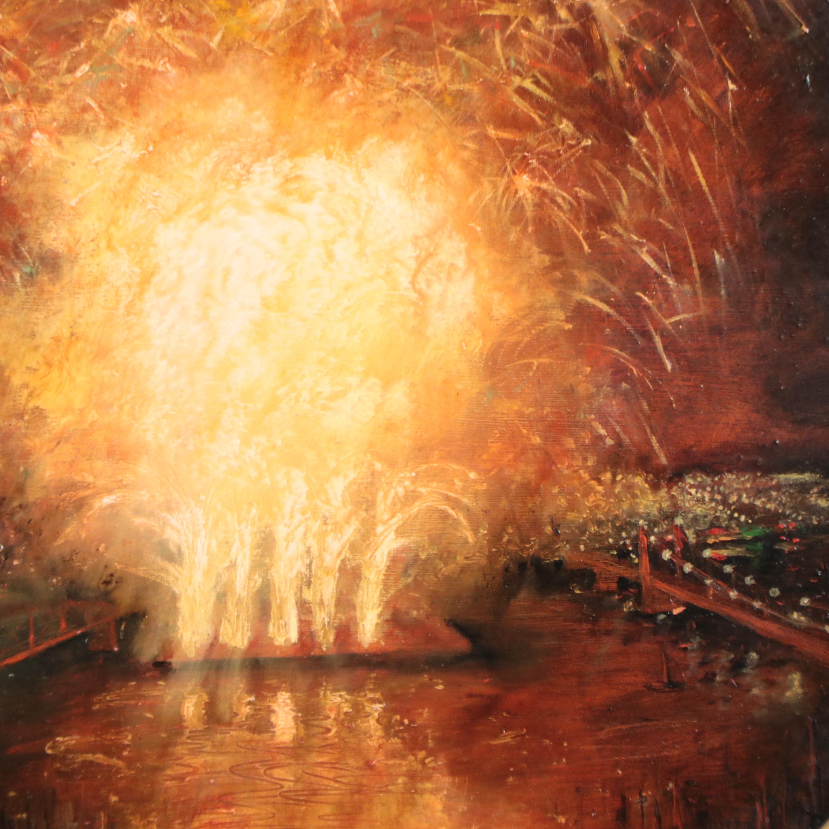 Eric Franke Oil Painting "Grand Finale, Labor Day Fireworks"