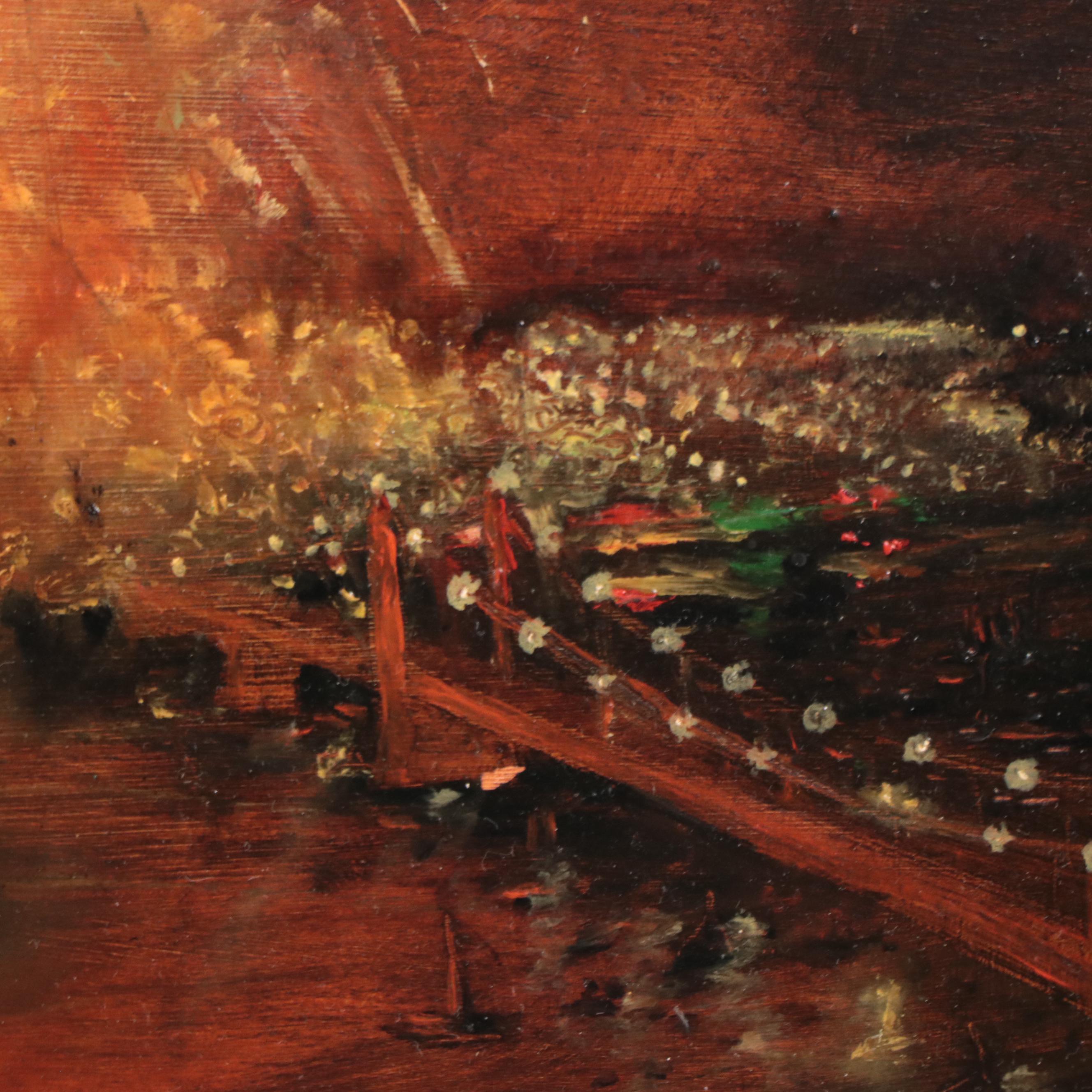Eric Franke Oil Painting "Grand Finale, Labor Day Fireworks"