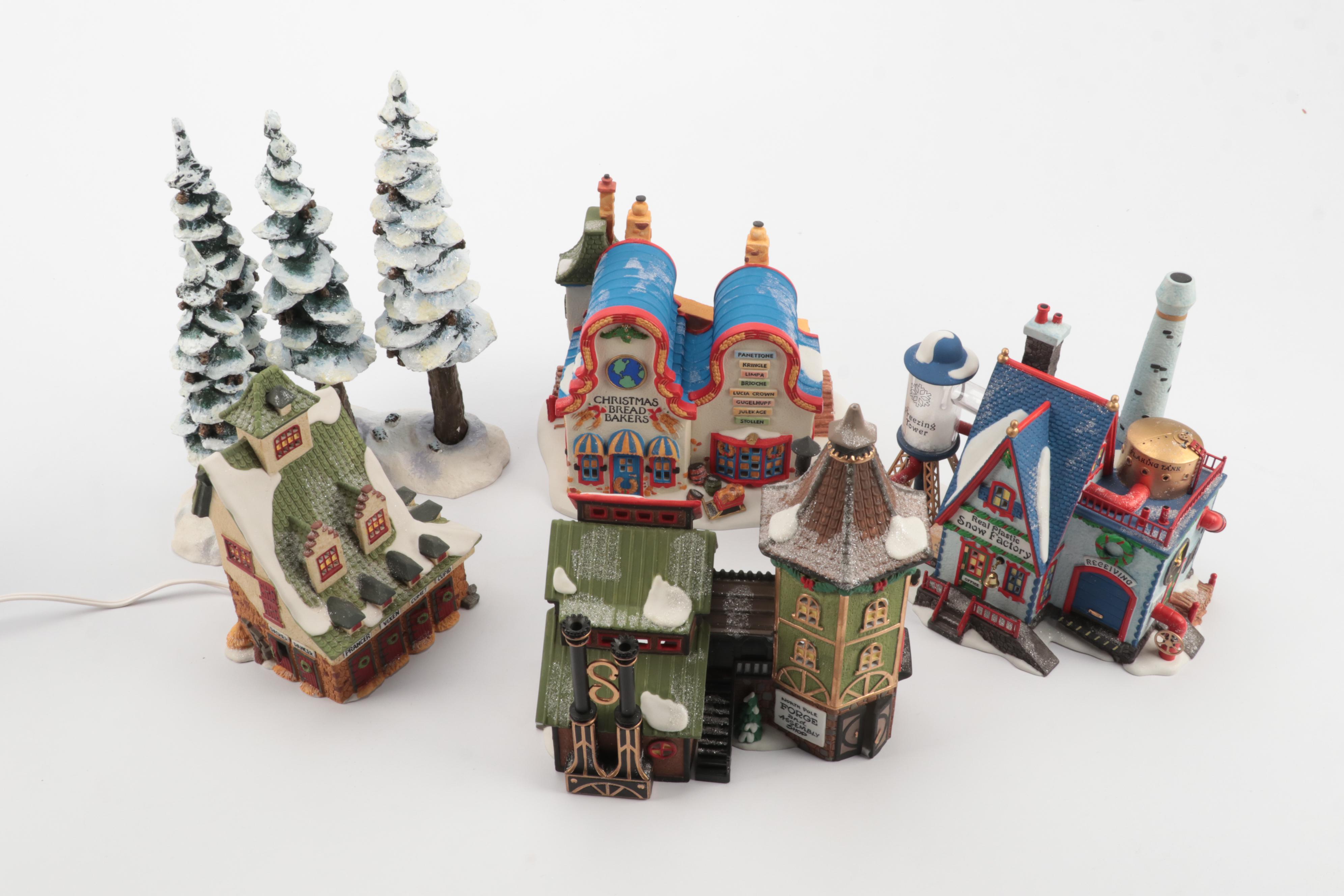 Department 56 North Pole Series Village Buildings and Trees
