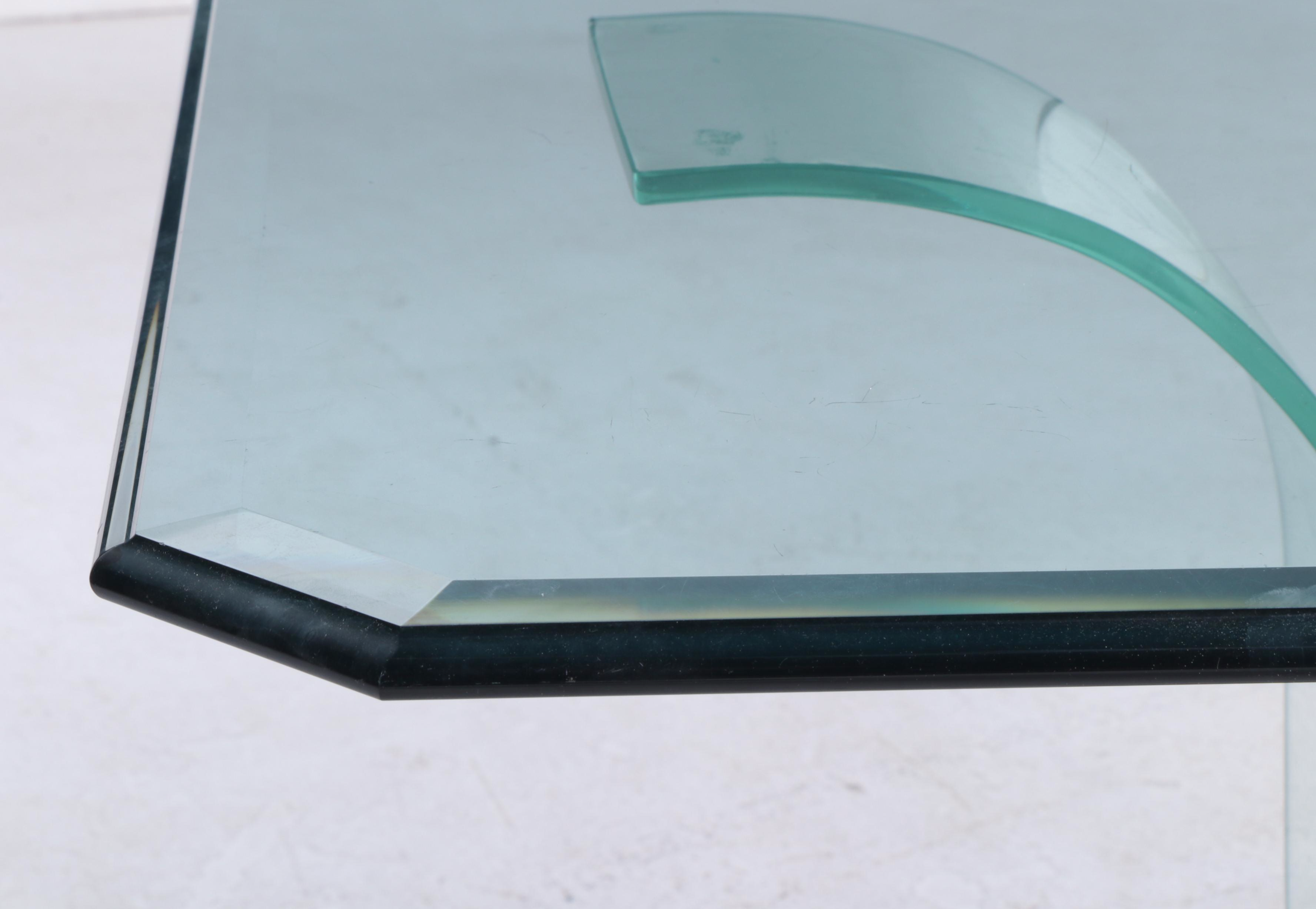 Post Modernist Ebonized Wood & Curved Glass Dining Table, Late 20th Century