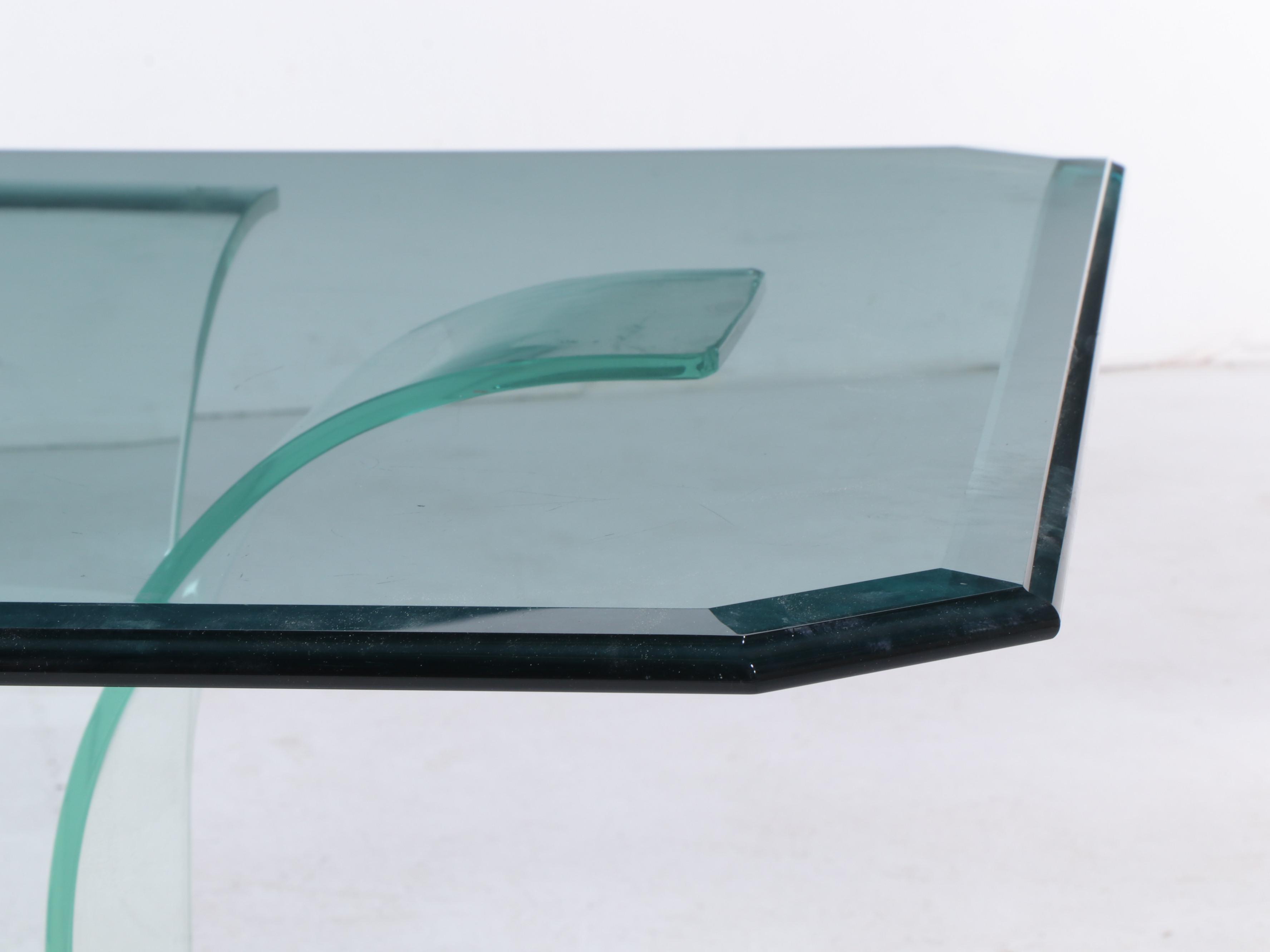 Post Modernist Ebonized Wood & Curved Glass Dining Table, Late 20th Century