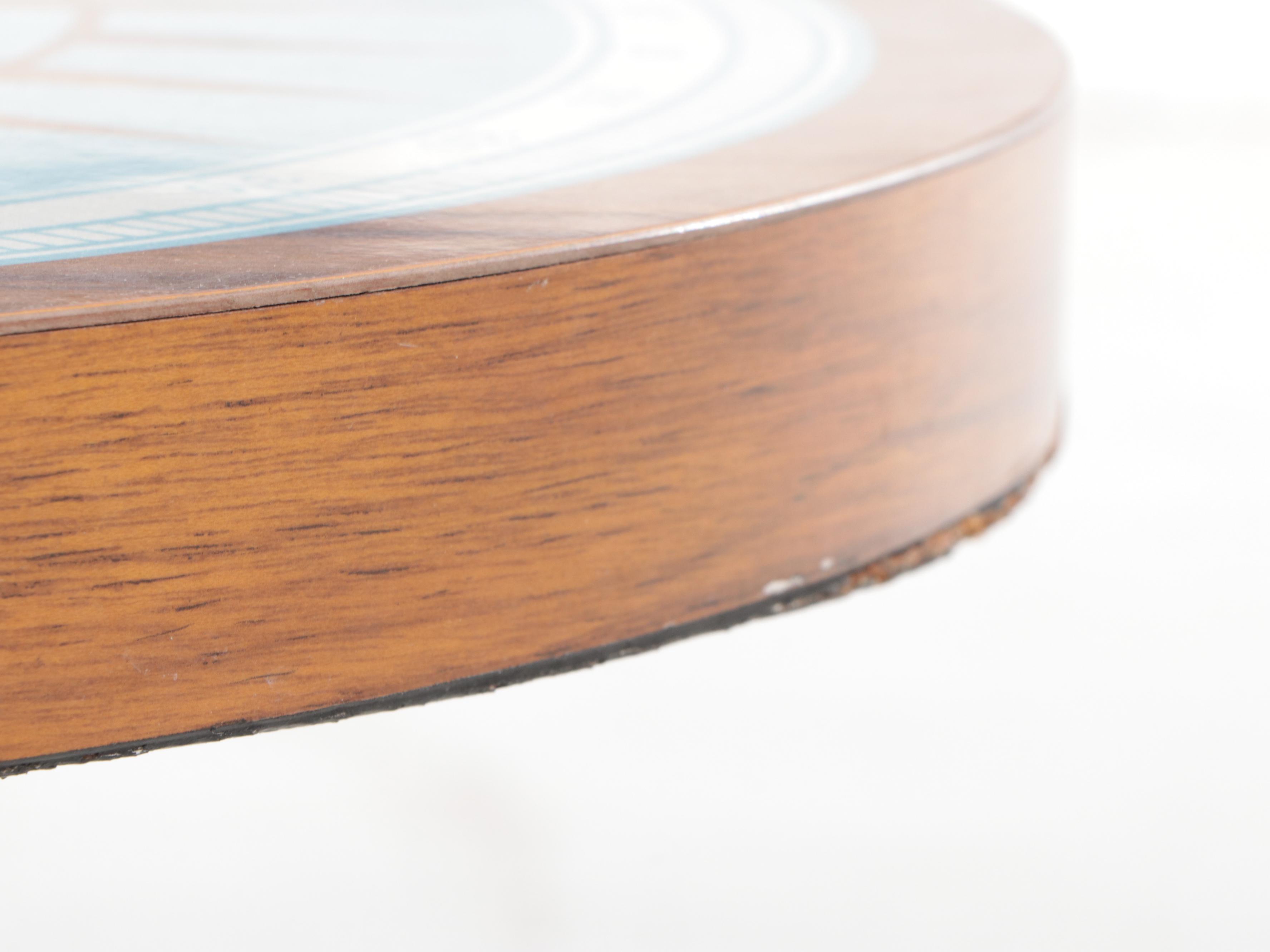 Mid Century Modern Formica-Top Side Table with Compass Rose