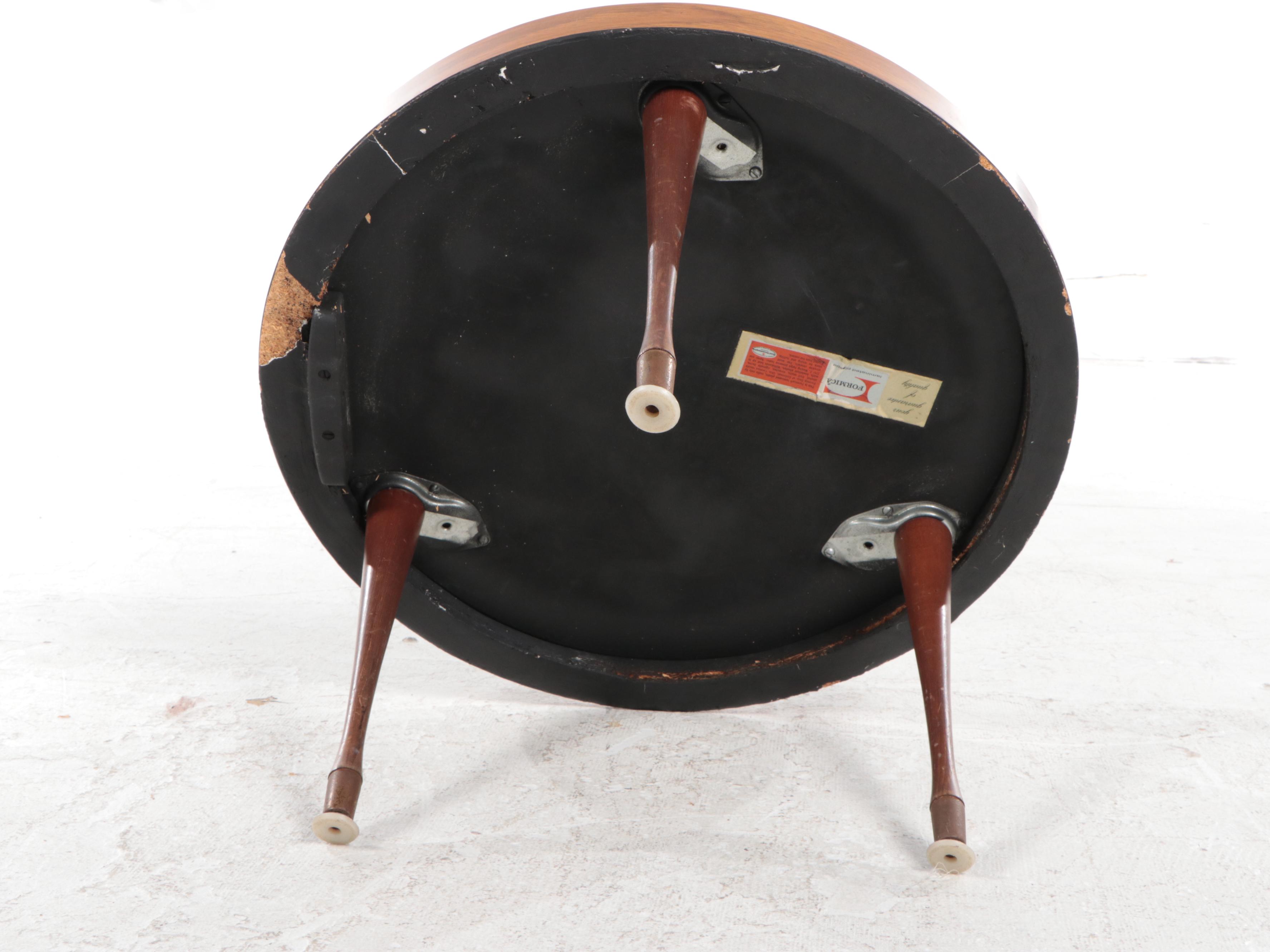 Mid Century Modern Formica-Top Side Table with Compass Rose