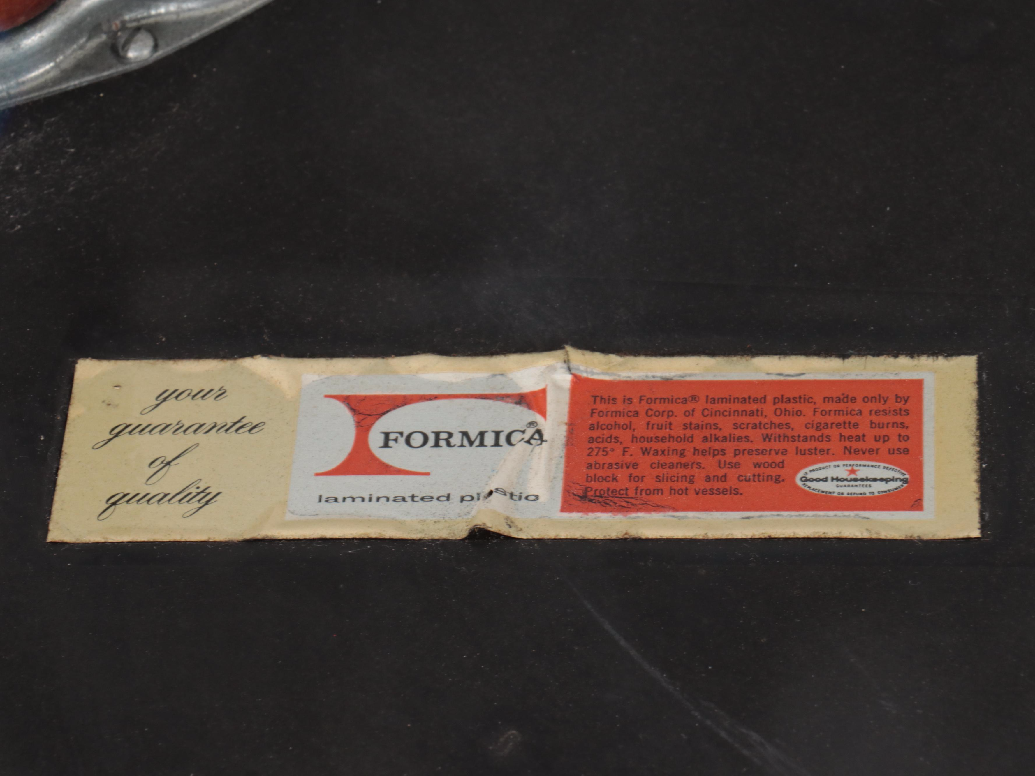 Mid Century Modern Formica-Top Side Table with Compass Rose