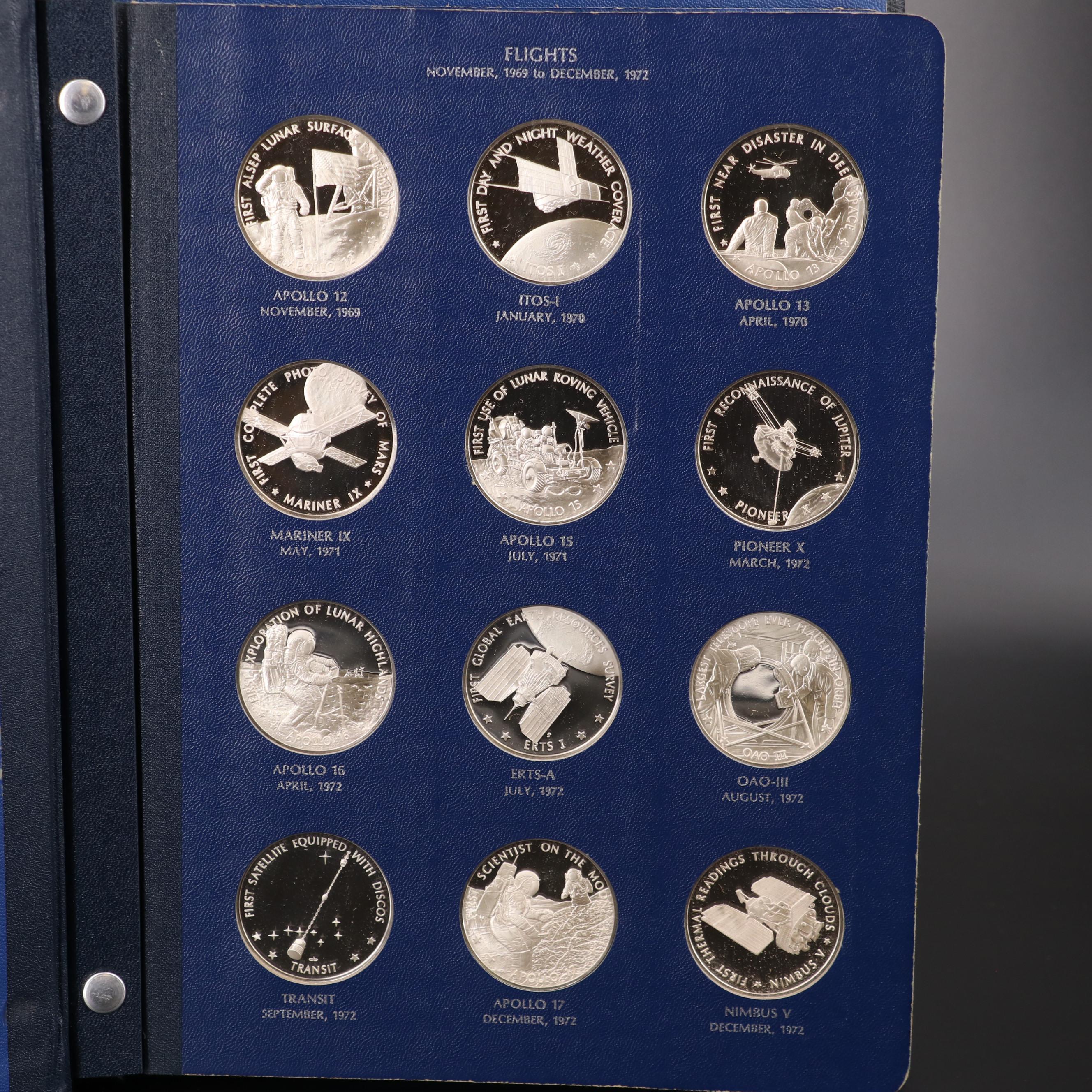 Franklin Mint First Edition "America in Space" Silver Medal Set, 1977