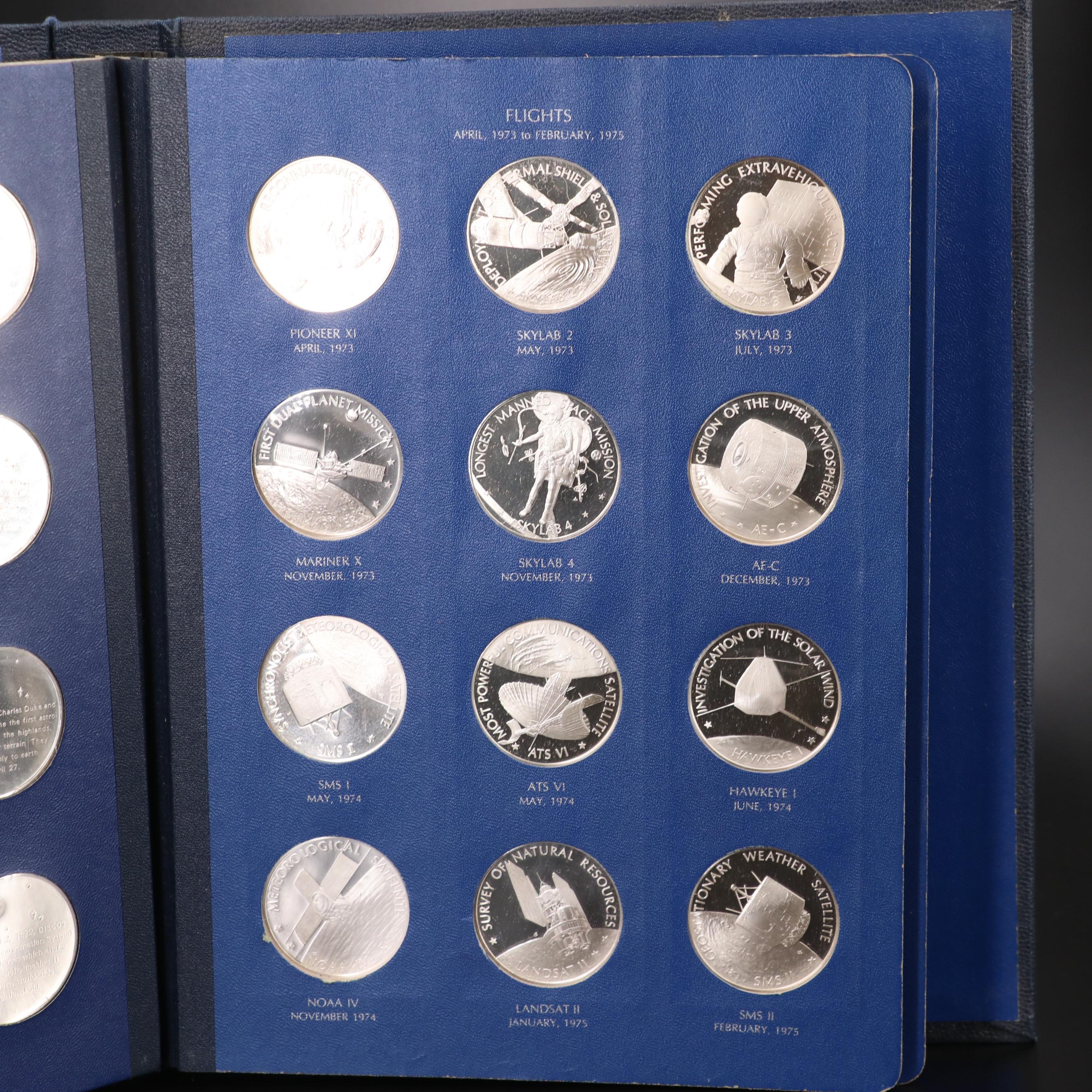 Franklin Mint First Edition "America in Space" Silver Medal Set, 1977