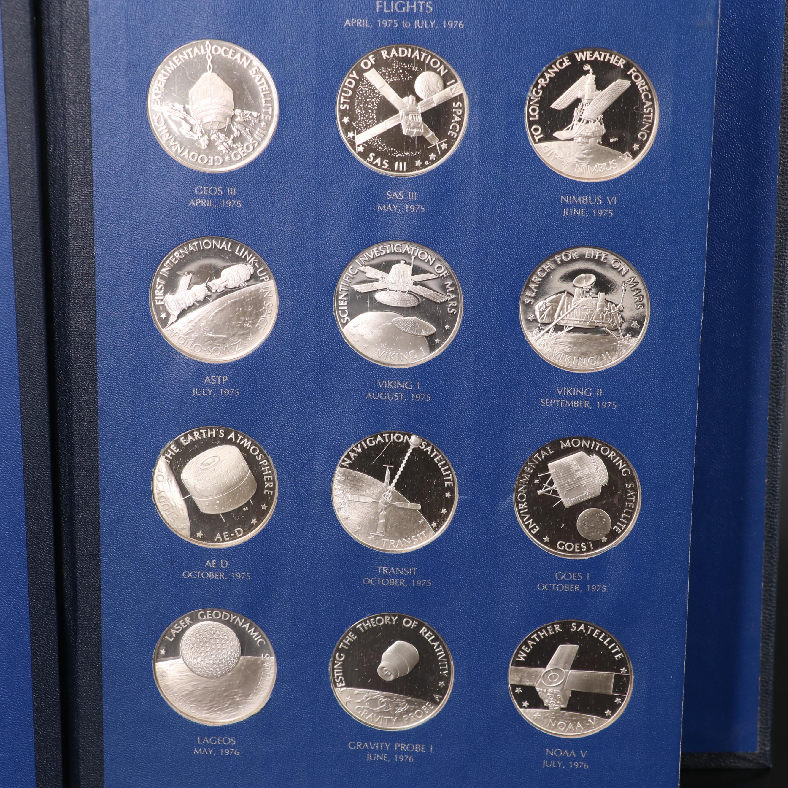 Franklin Mint First Edition "America in Space" Silver Medal Set, 1977