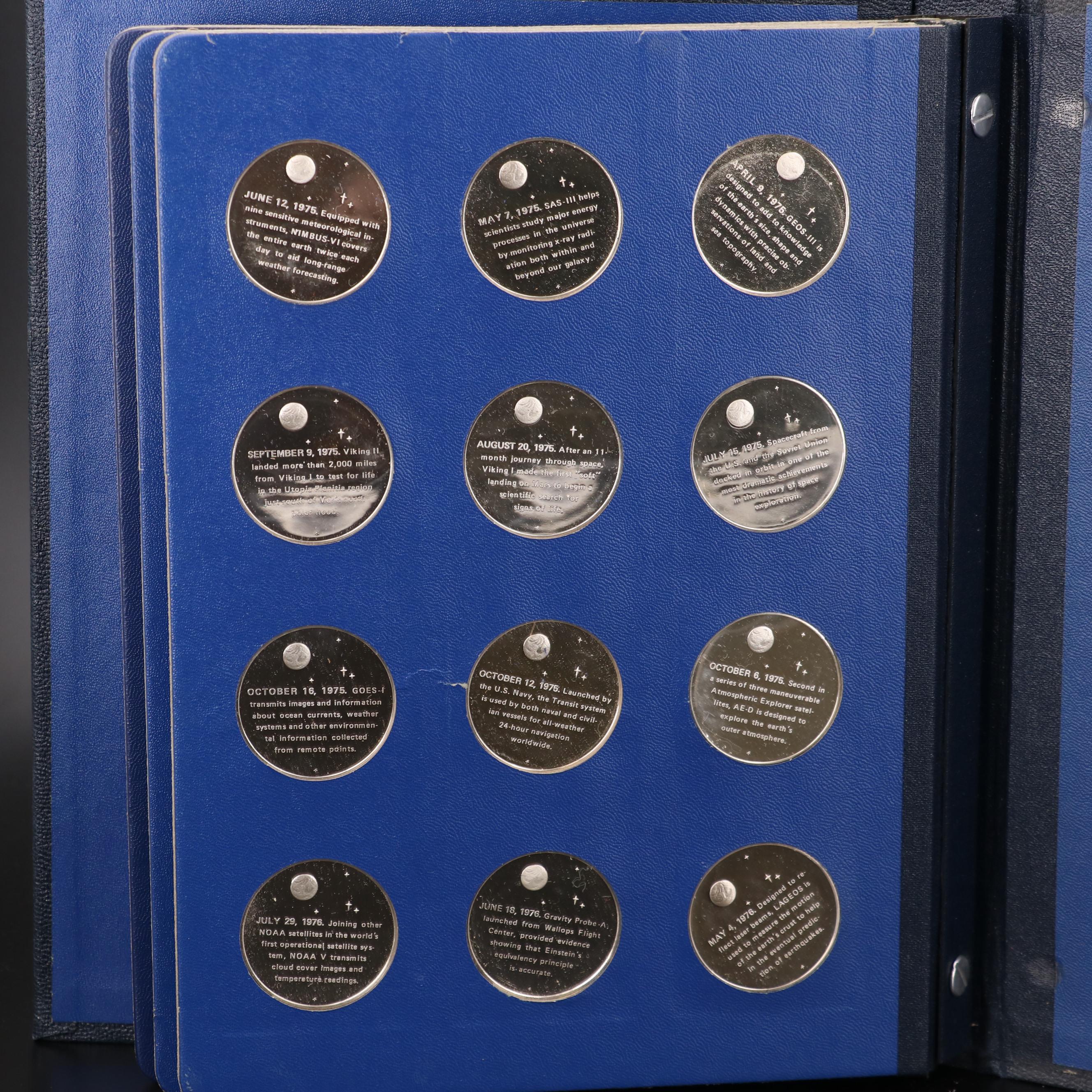 Franklin Mint First Edition "America in Space" Silver Medal Set, 1977