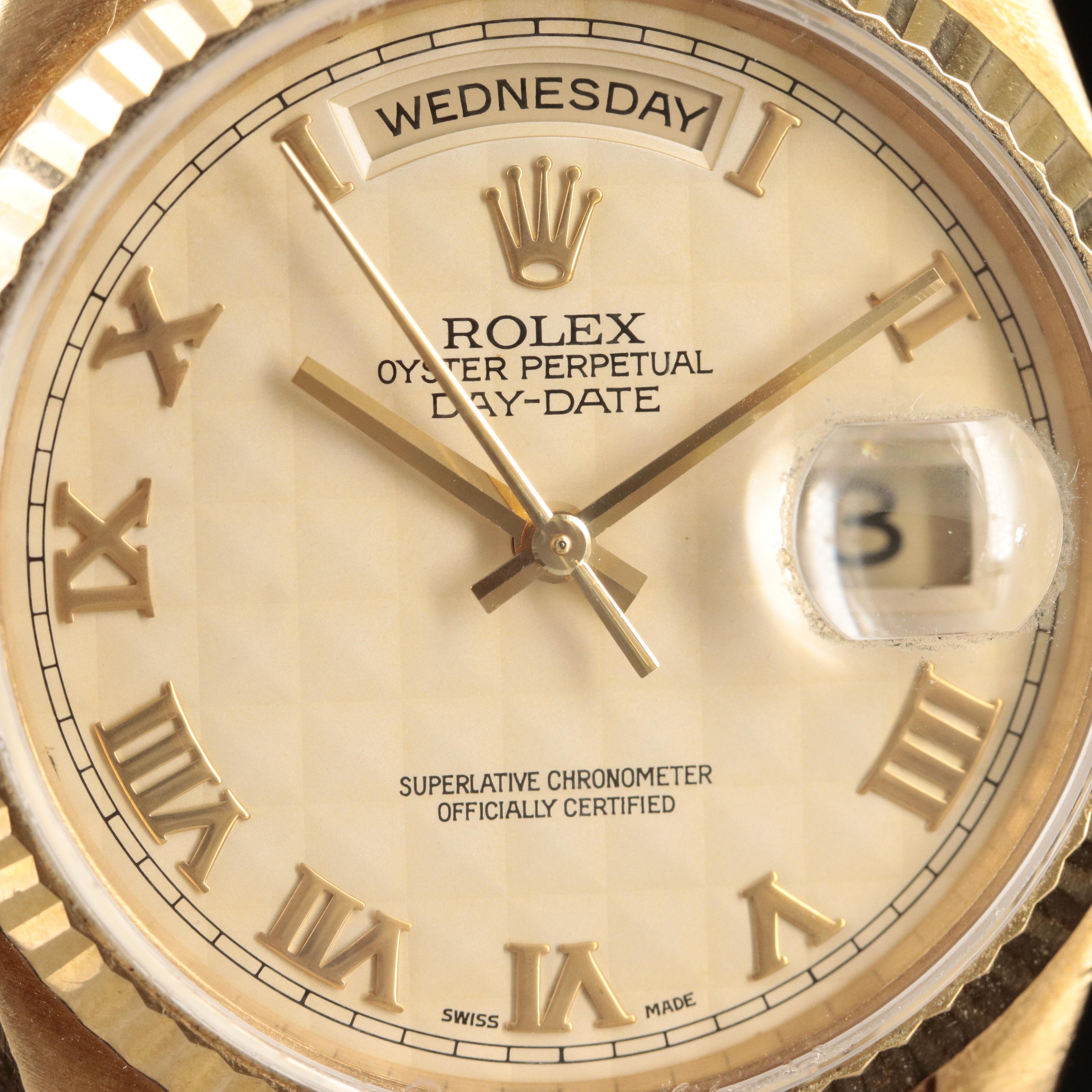 18K 1996 Rolex Day-Date President Pyramid Dial Watch