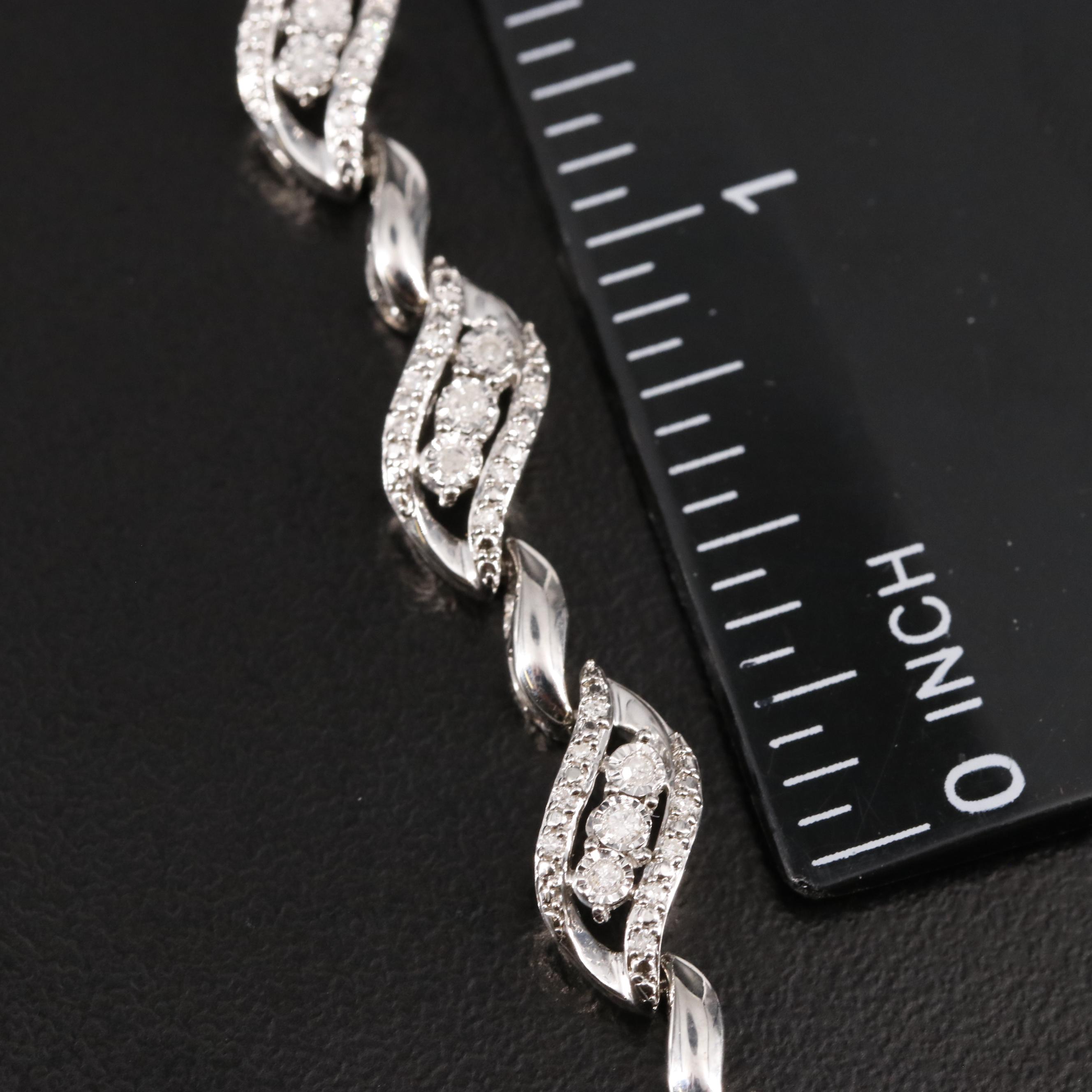 Sterling 0.51 CTW Diamond Fancy Link Bracelet