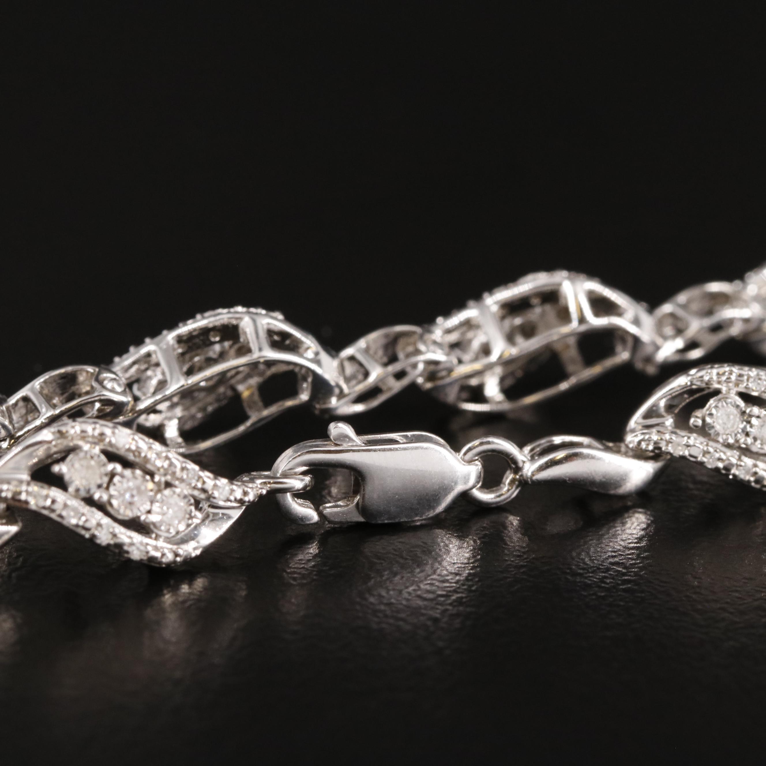 Sterling 0.51 CTW Diamond Fancy Link Bracelet