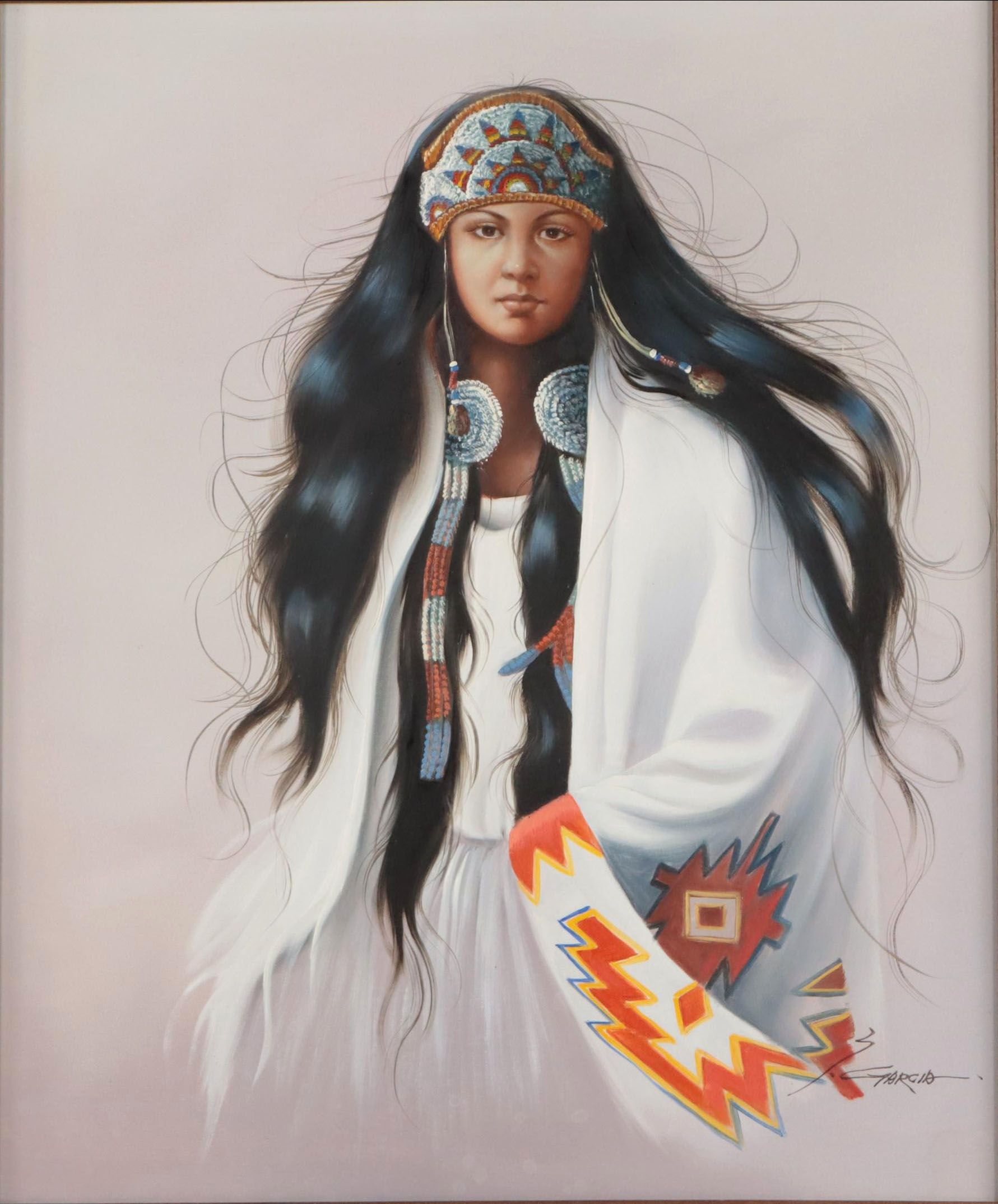 Portrait Oil Painting of Native American Woman