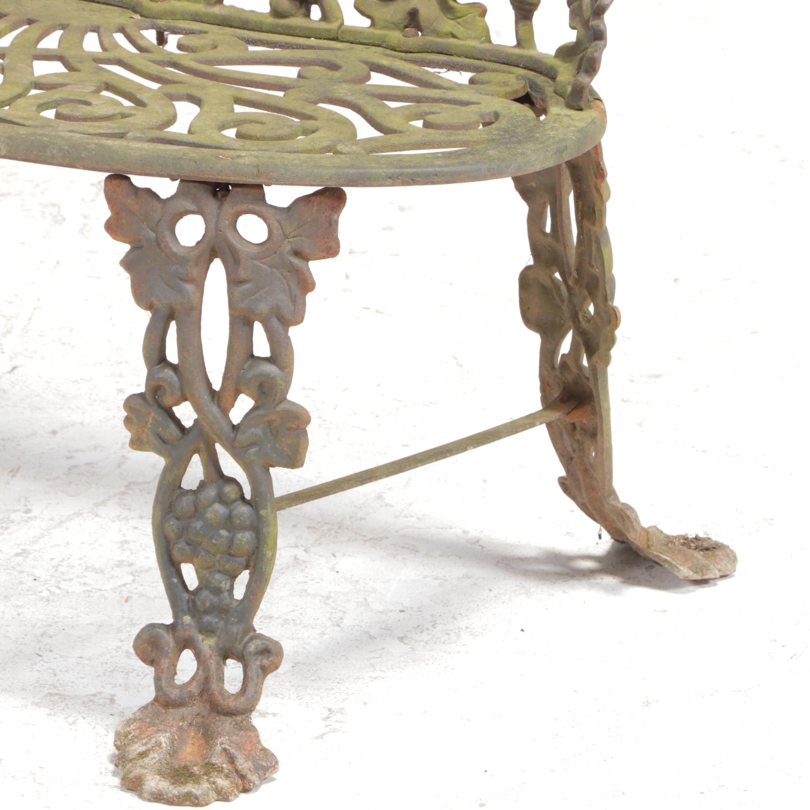 Victorian Cast Iron Patio Loveseat With Grapevine Motif