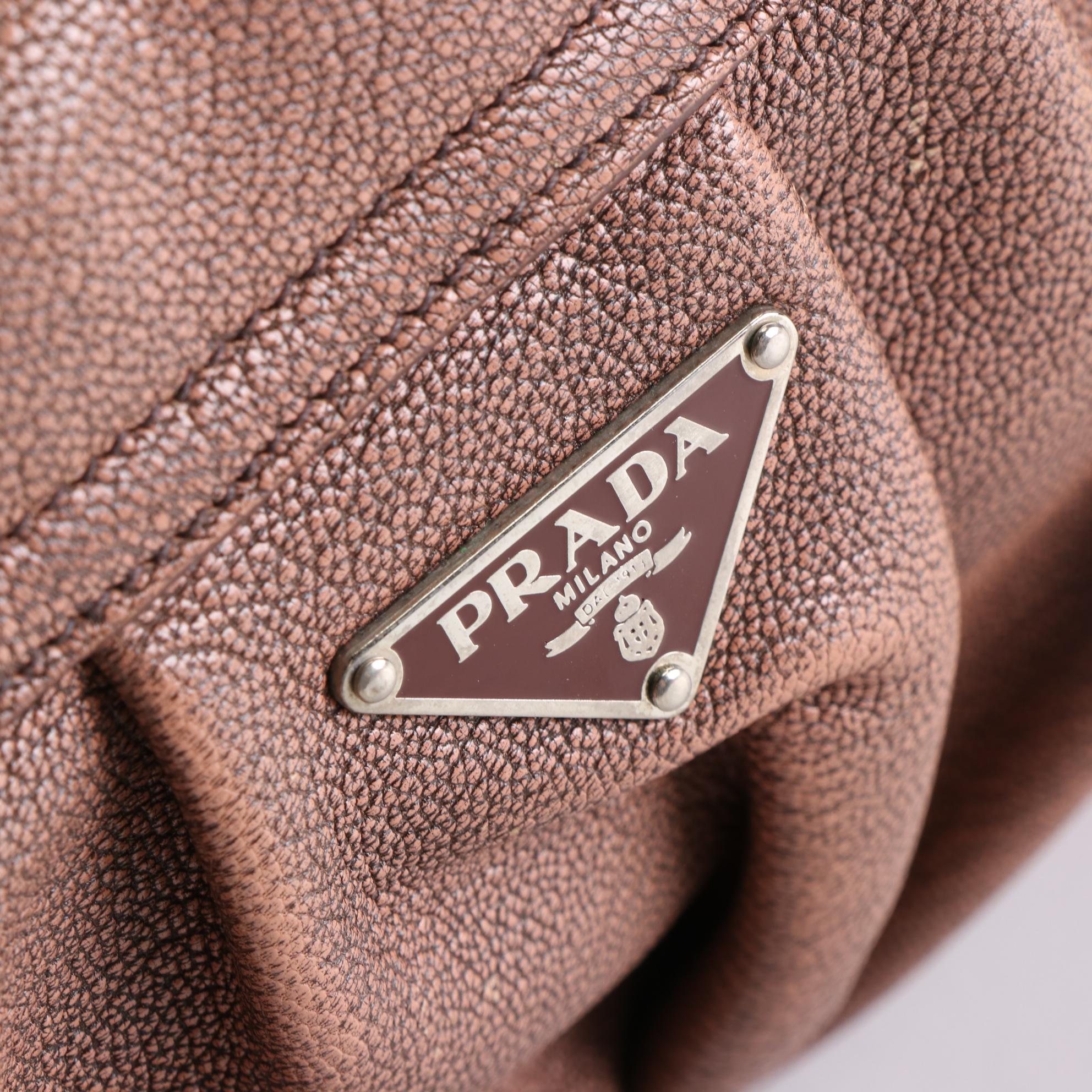 Prada St. Cocco Leather and Reptile Shoulder Bag