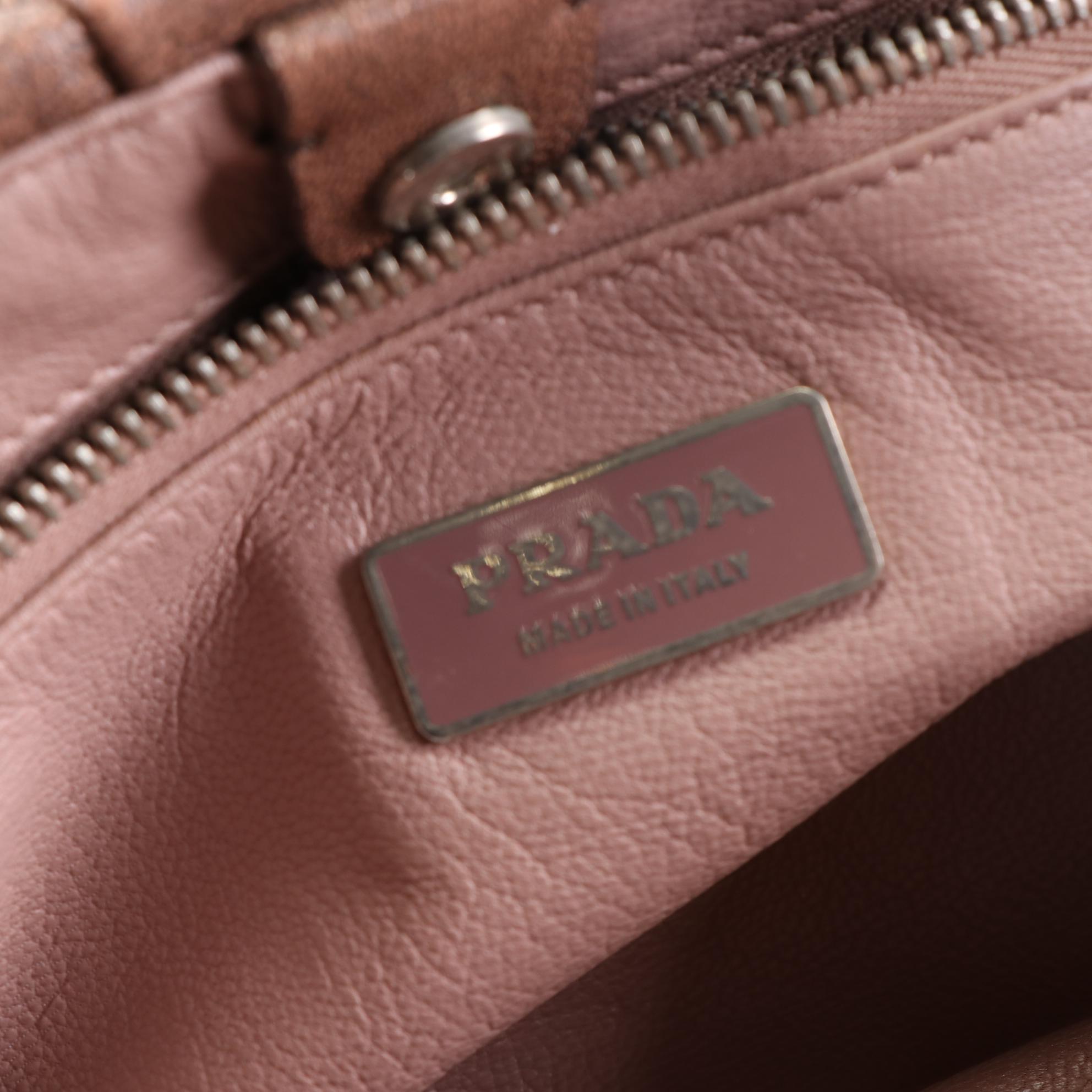 Prada St. Cocco Leather and Reptile Shoulder Bag