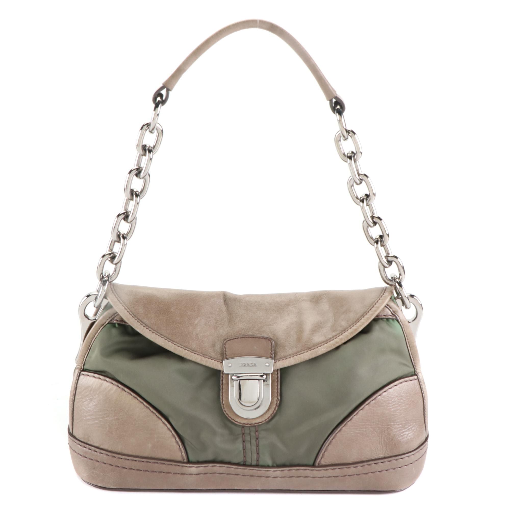 Prada Nylon Tessuto and Leather Shoulder Bag