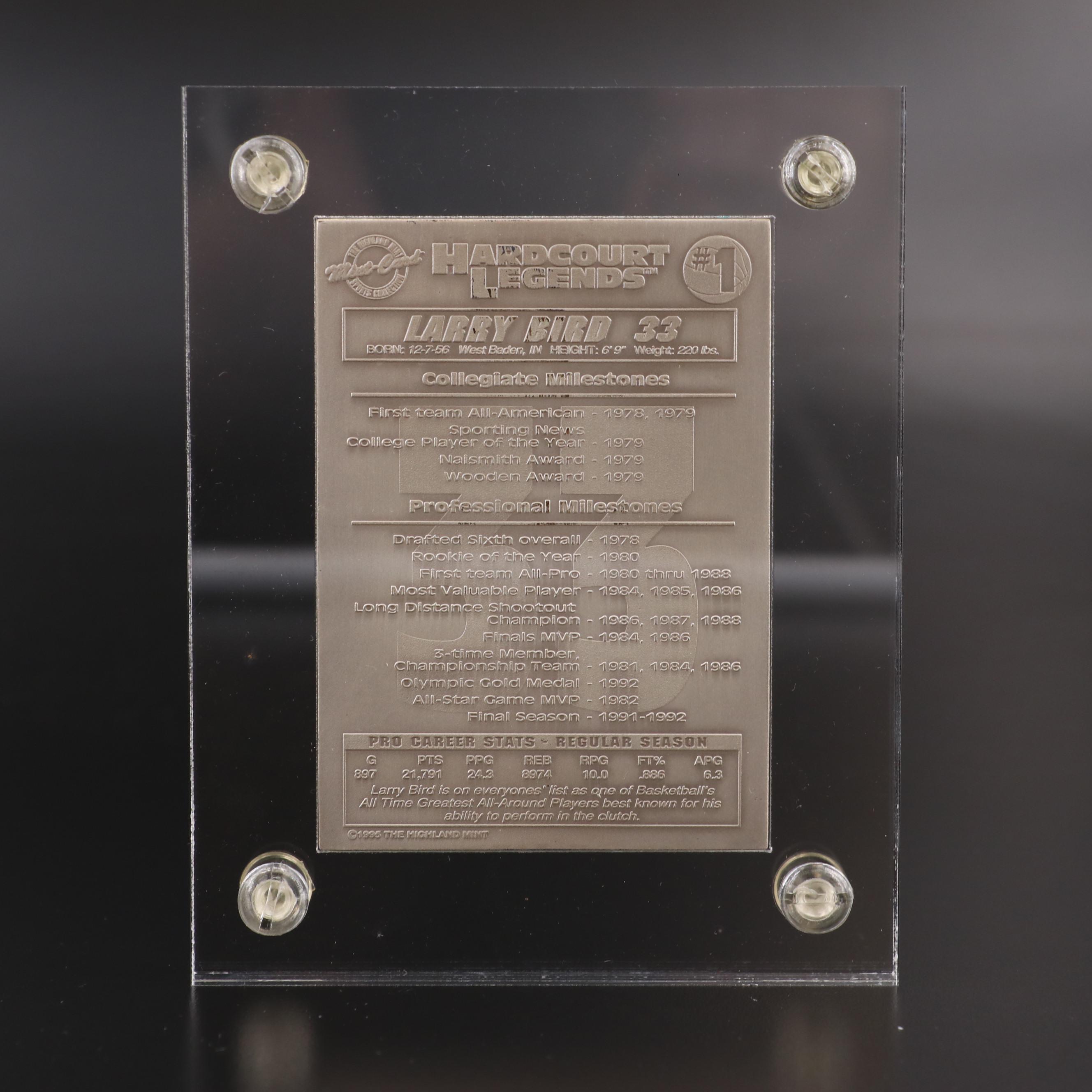 1995 Larry Bird 4.25 Troy Ounce .999 Fine Silver Trading Card Bar