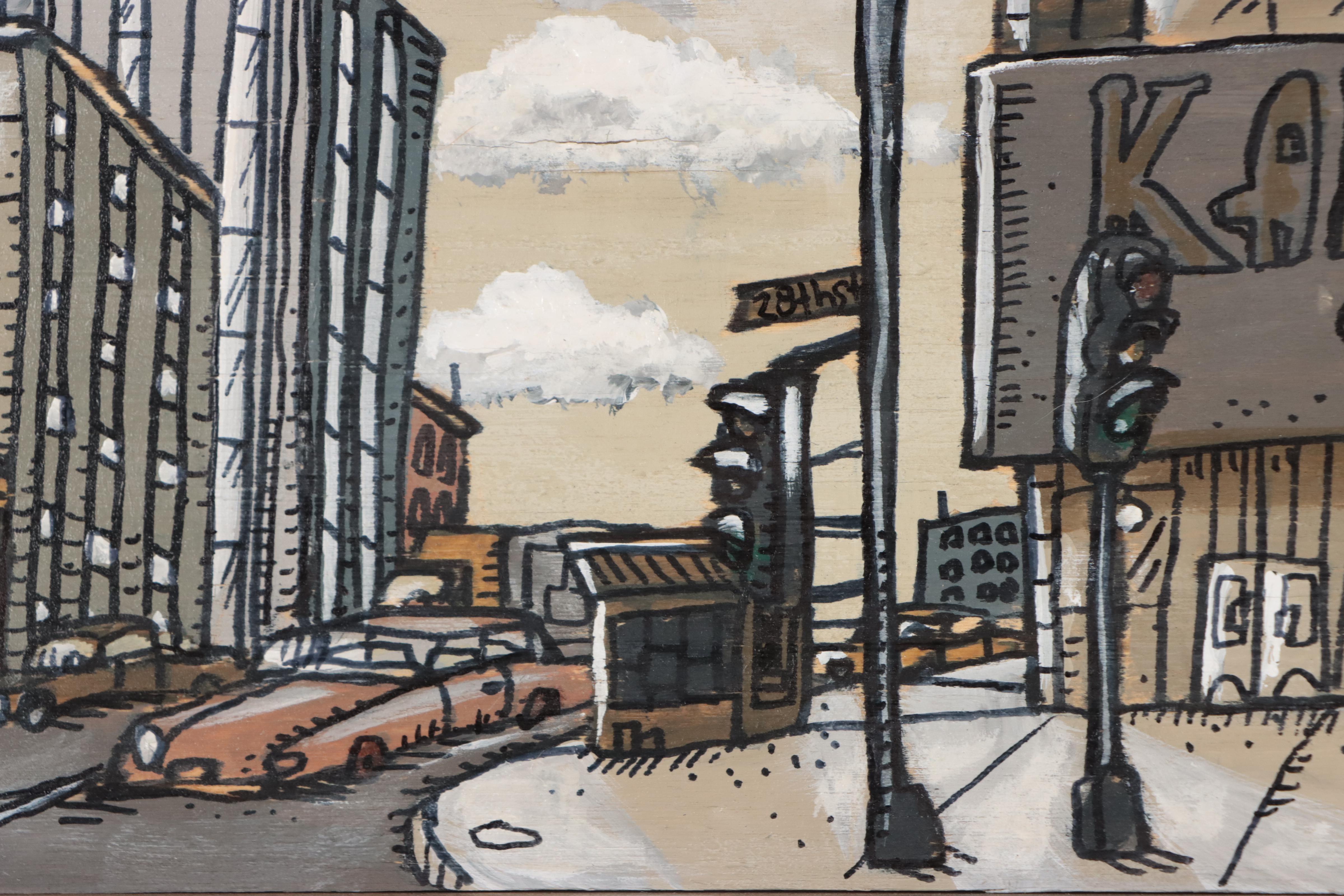 Aaron Wooten Cityscape Acrylic Painting, 2023