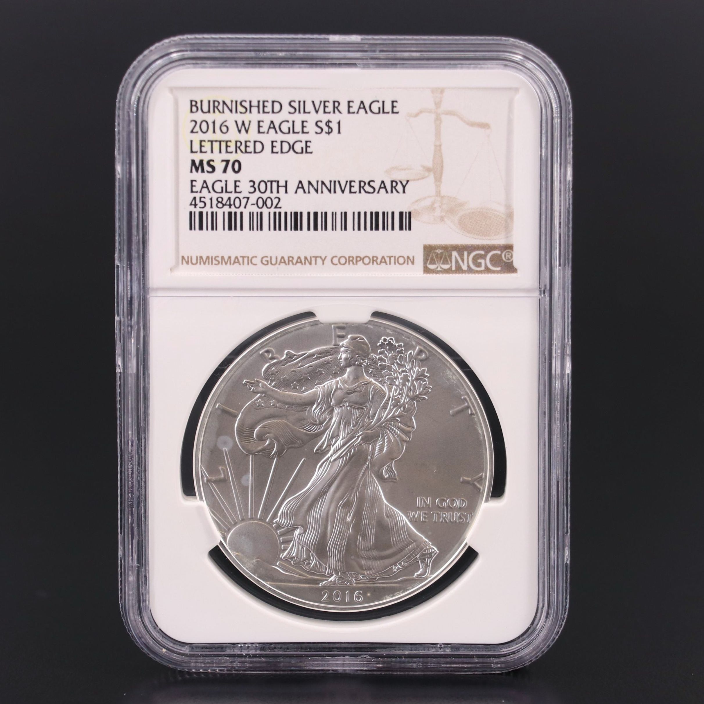 NGC MS70 30th Anniversary 2016-W Burnished American Silver Eagle