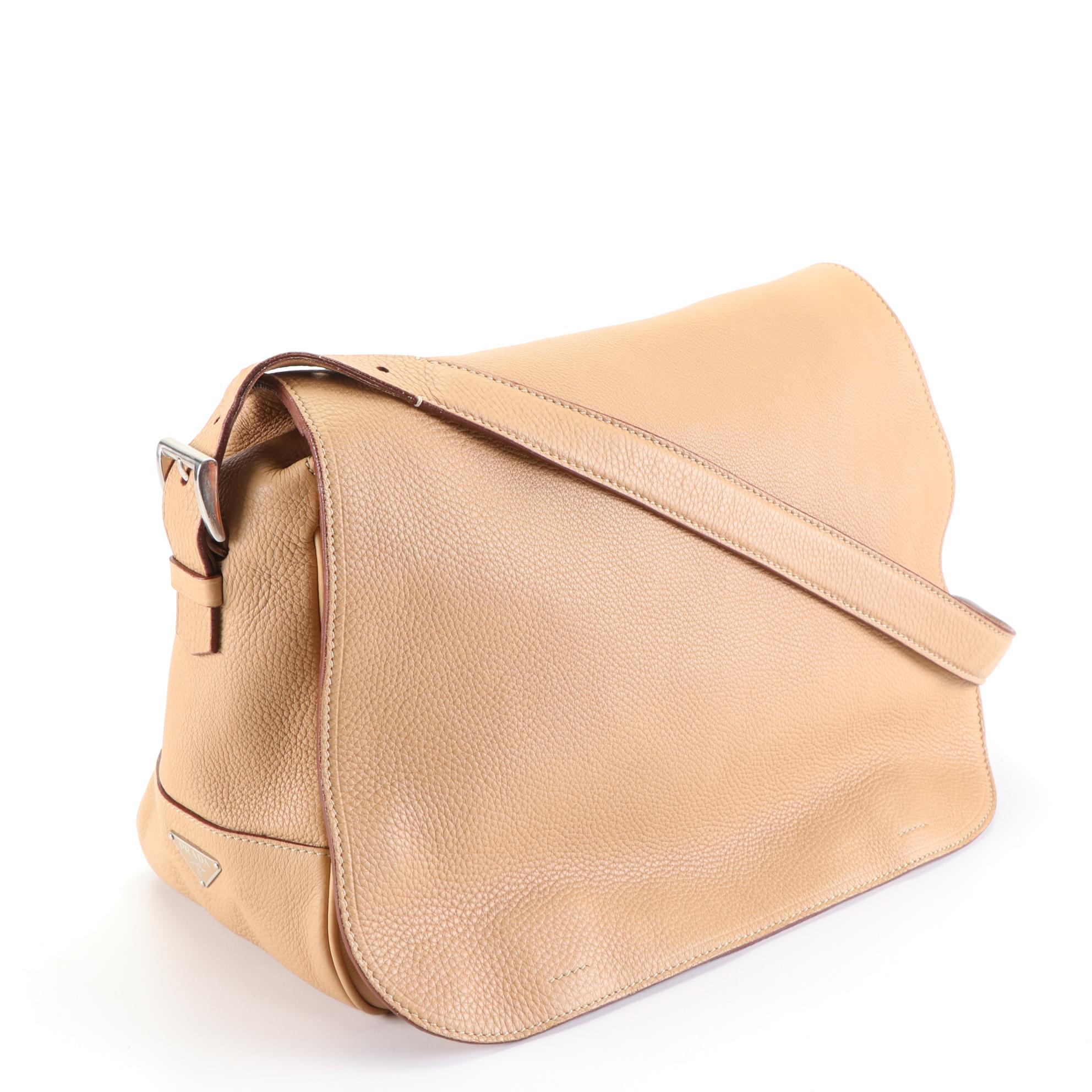 Prada Grained Leather Flap Shoulder Bag