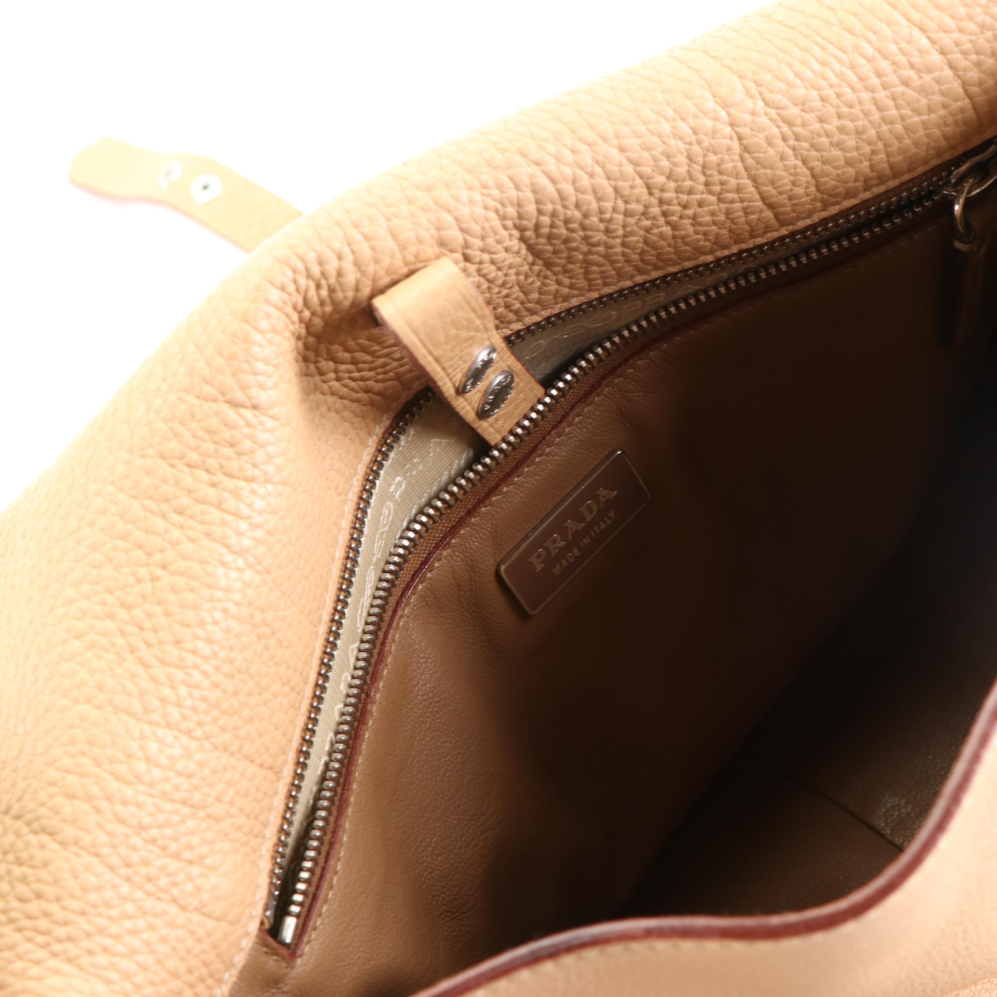 Prada Grained Leather Flap Shoulder Bag