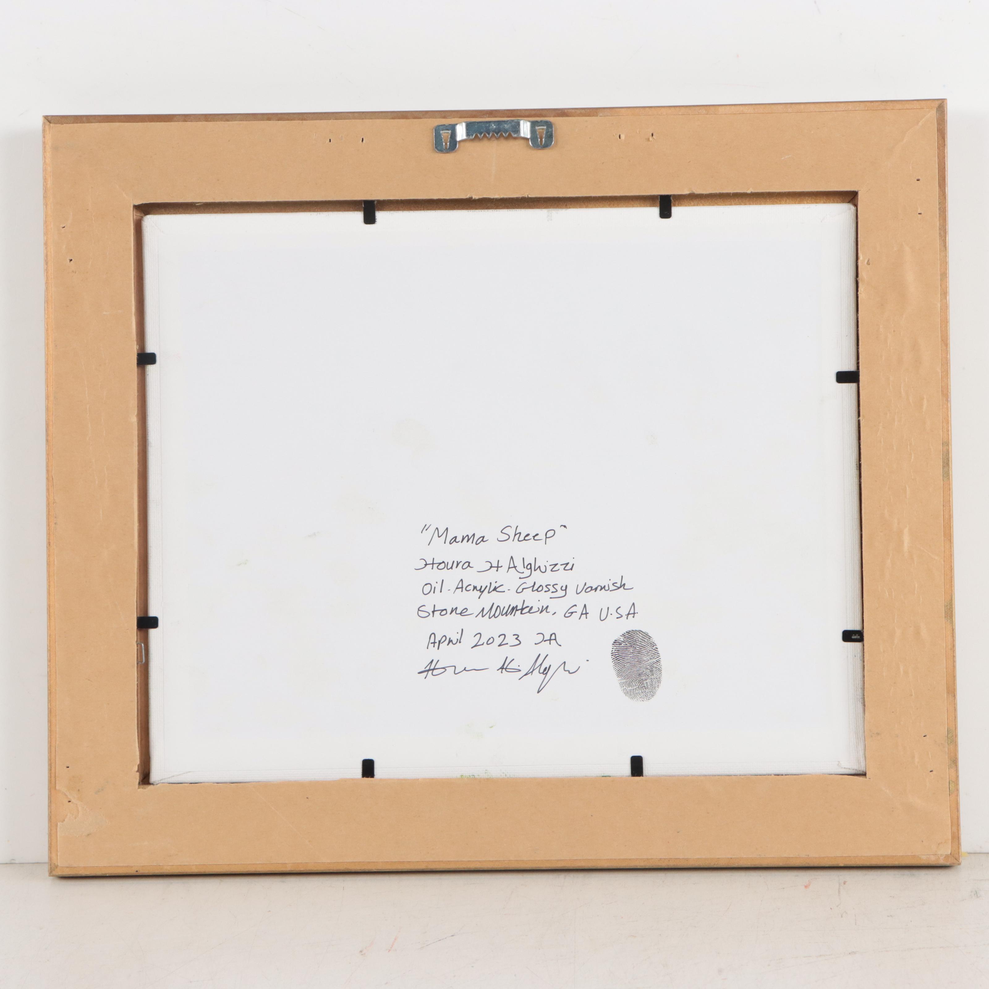 Houra H. Alghizzi Oil Painting "Mama Sheep," 2023