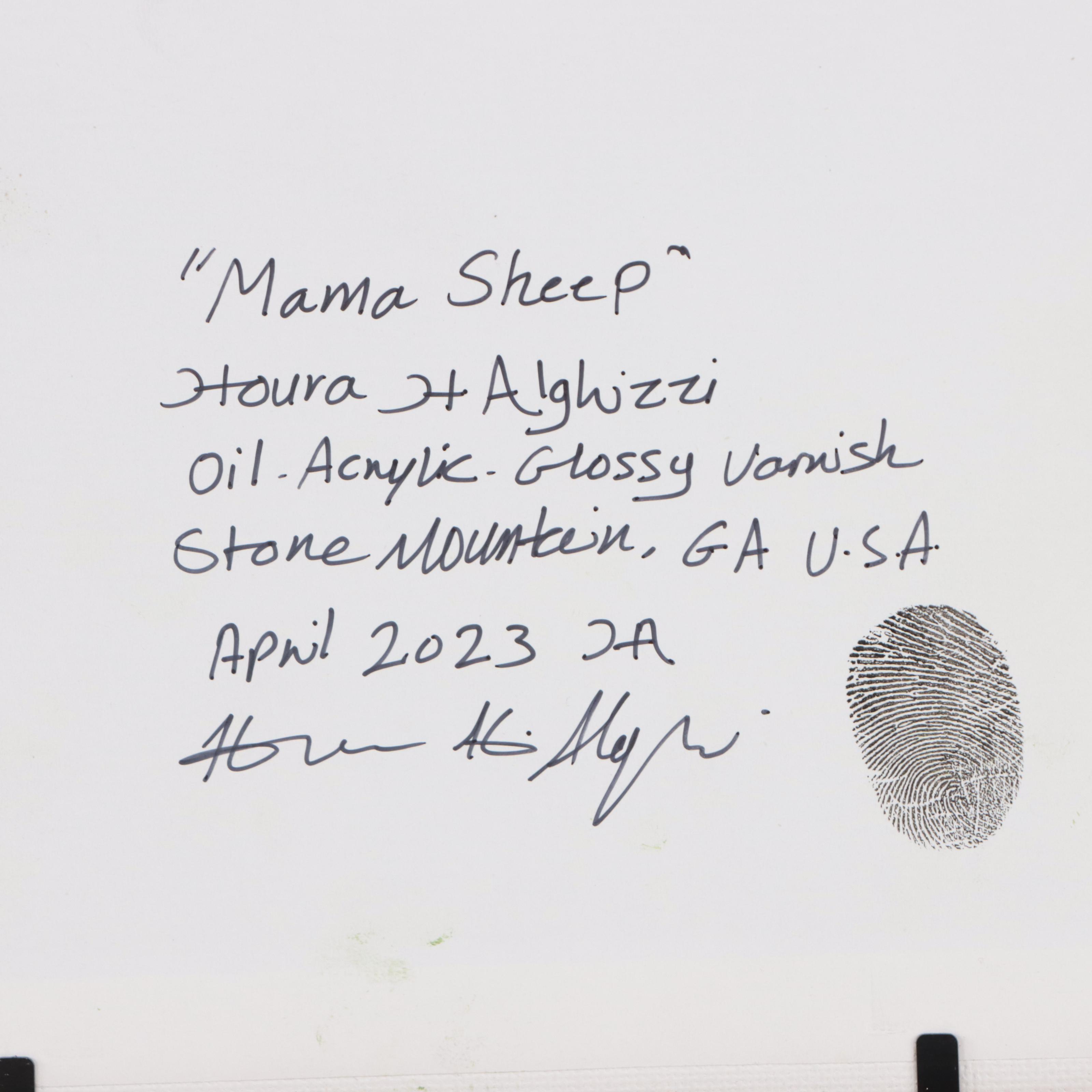Houra H. Alghizzi Oil Painting "Mama Sheep," 2023