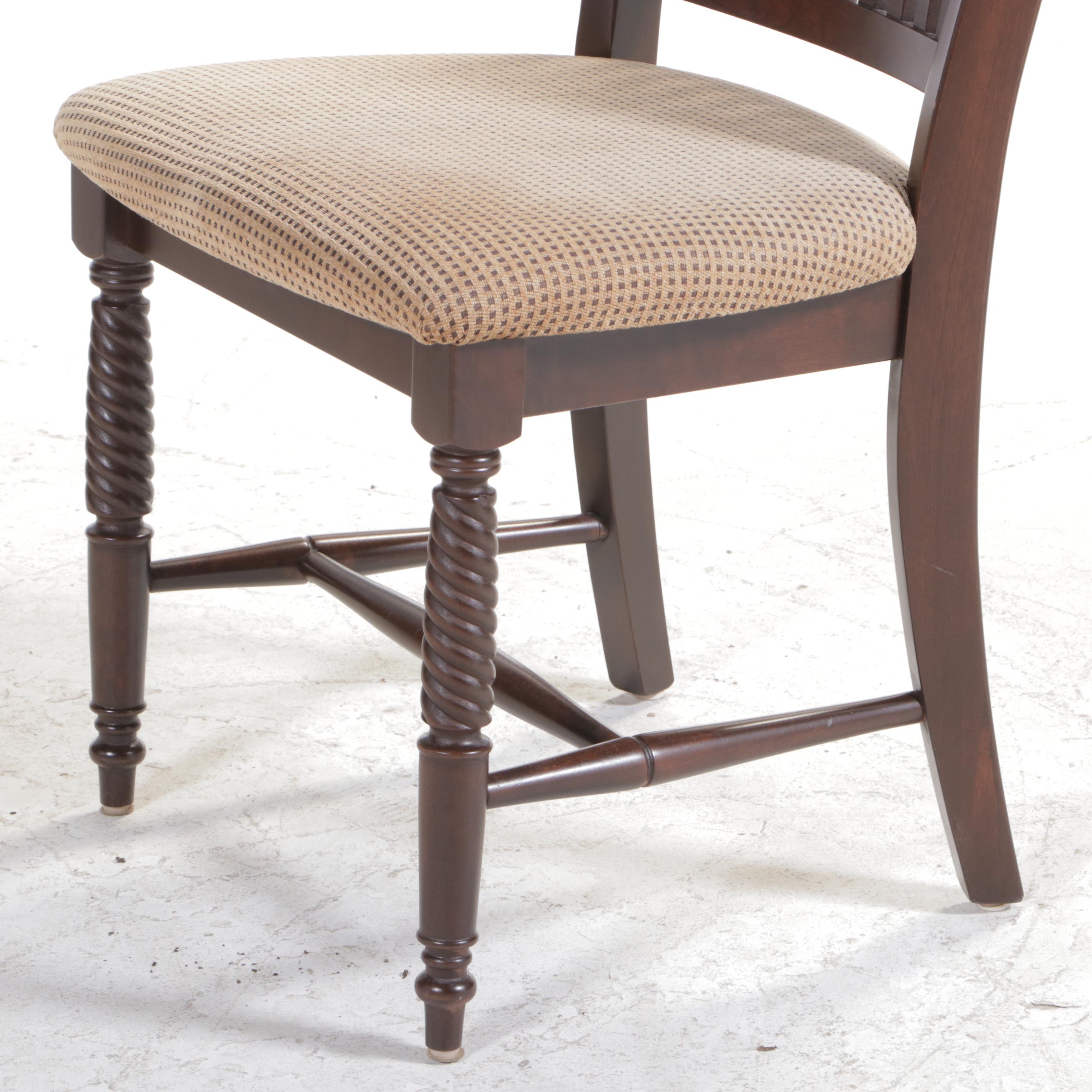 Canadian Maple Top Trestle Base Dining Table and Six Chairs