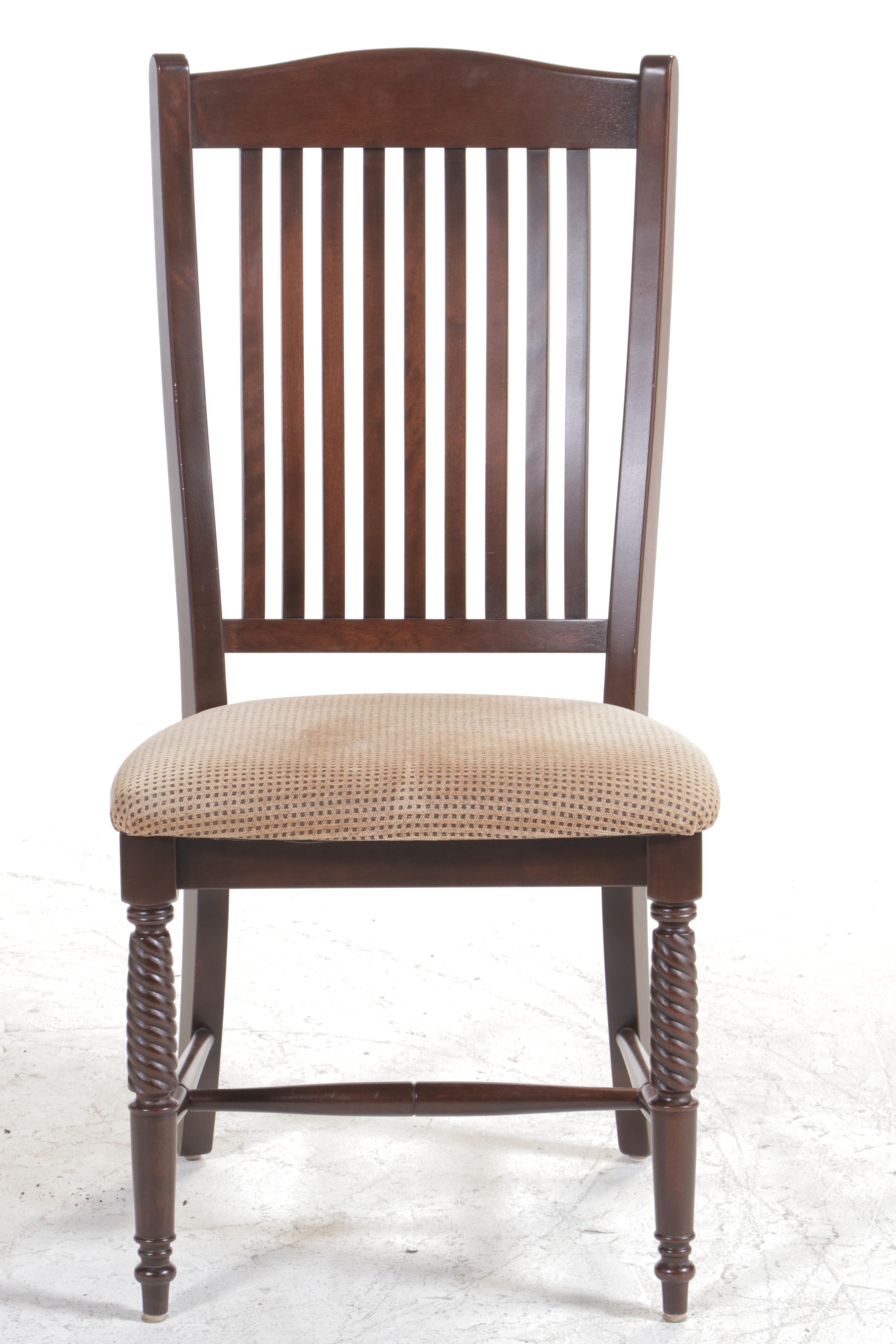 Canadian Maple Top Trestle Base Dining Table and Six Chairs