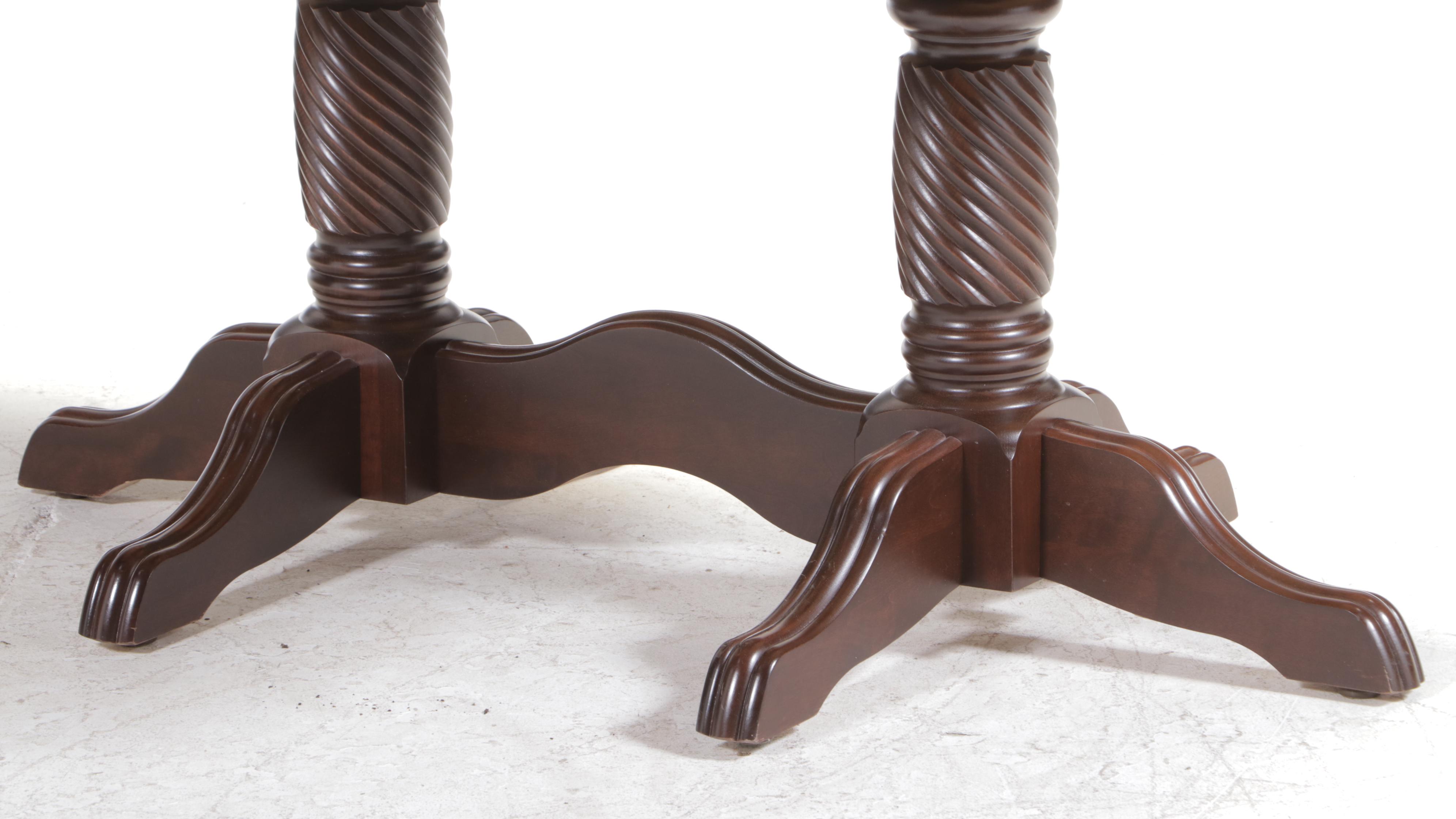 Canadian Maple Top Trestle Base Dining Table and Six Chairs