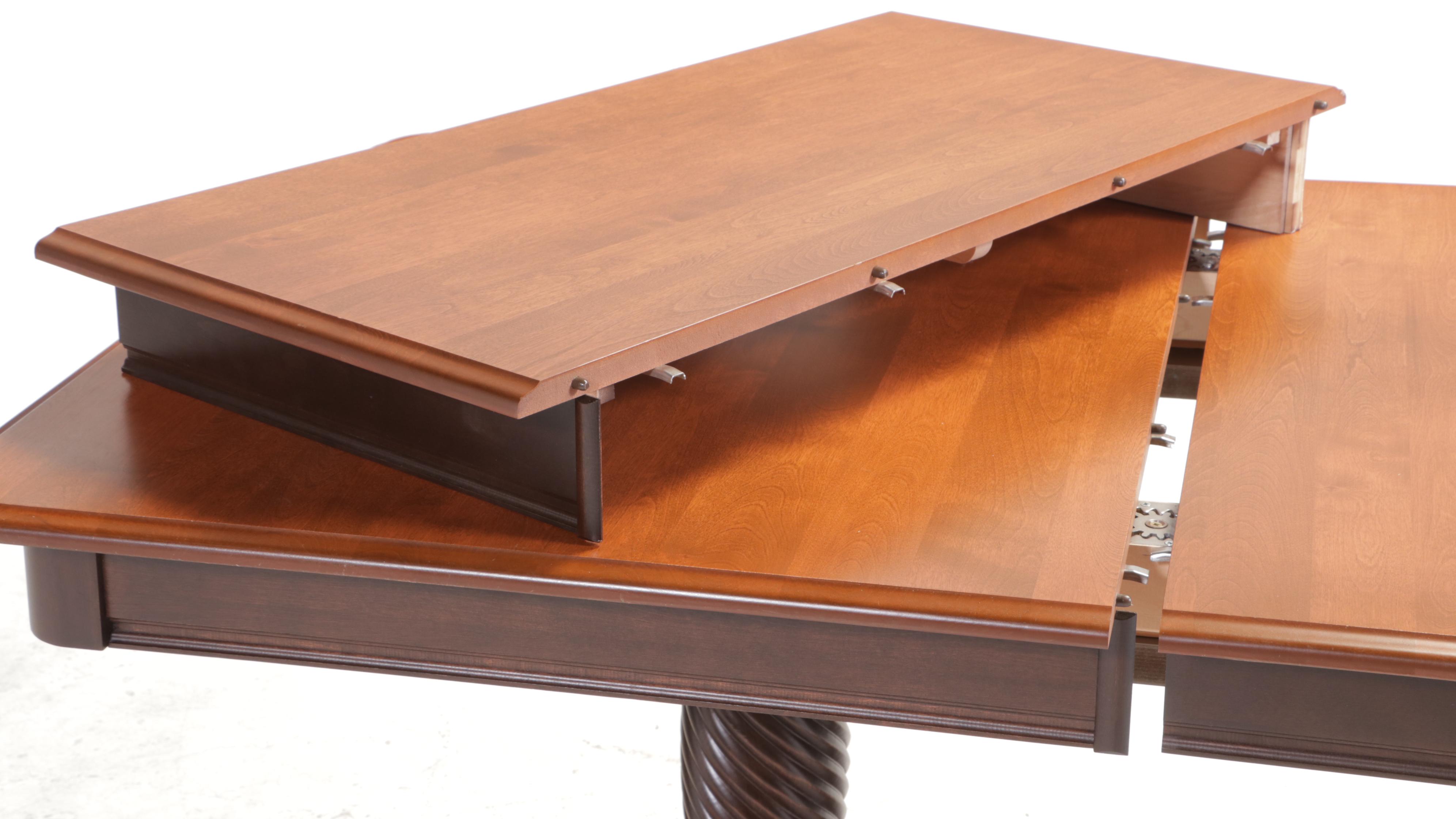 Canadian Maple Top Trestle Base Dining Table and Six Chairs