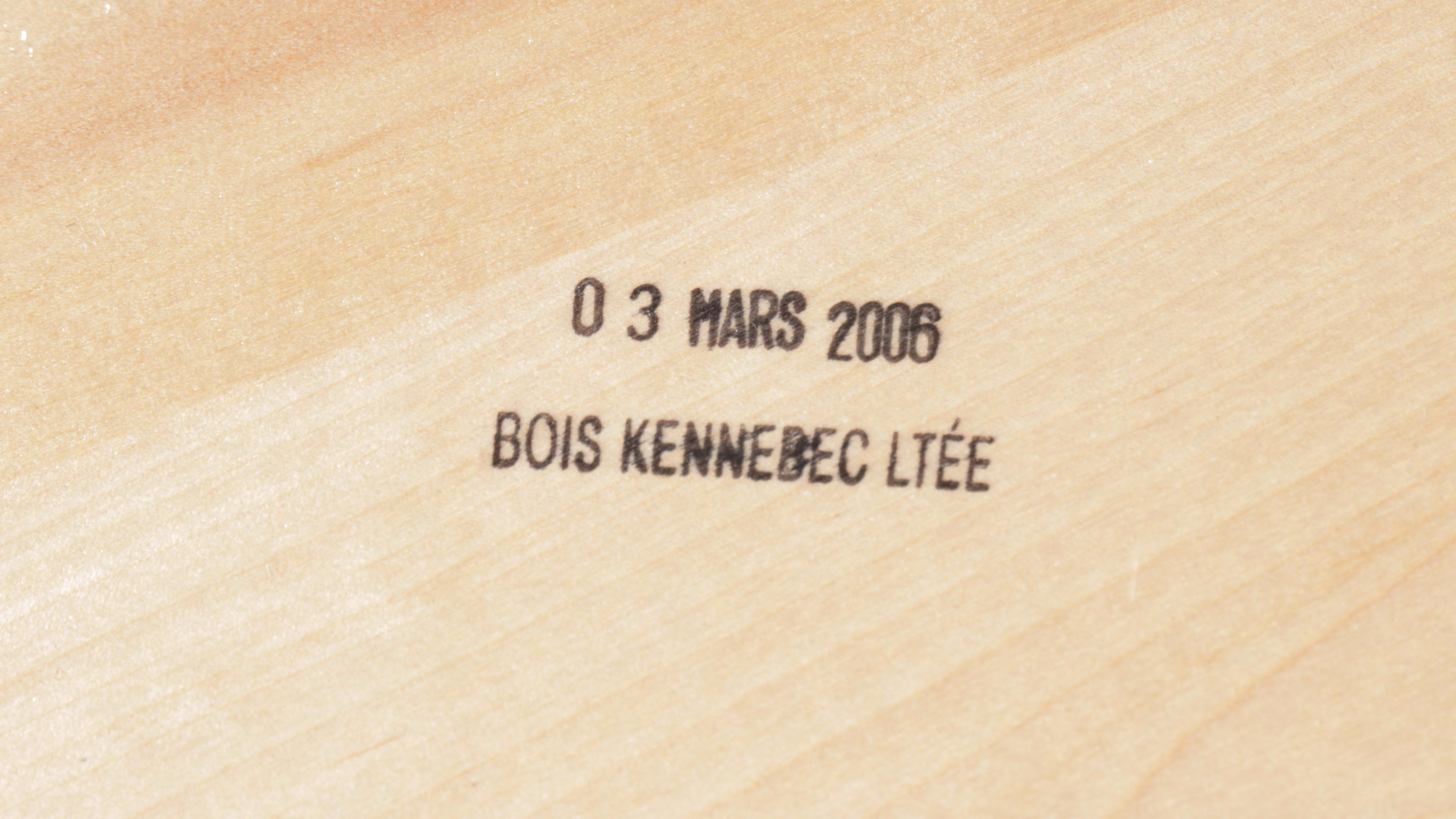 Canadian Maple Top Trestle Base Dining Table and Six Chairs