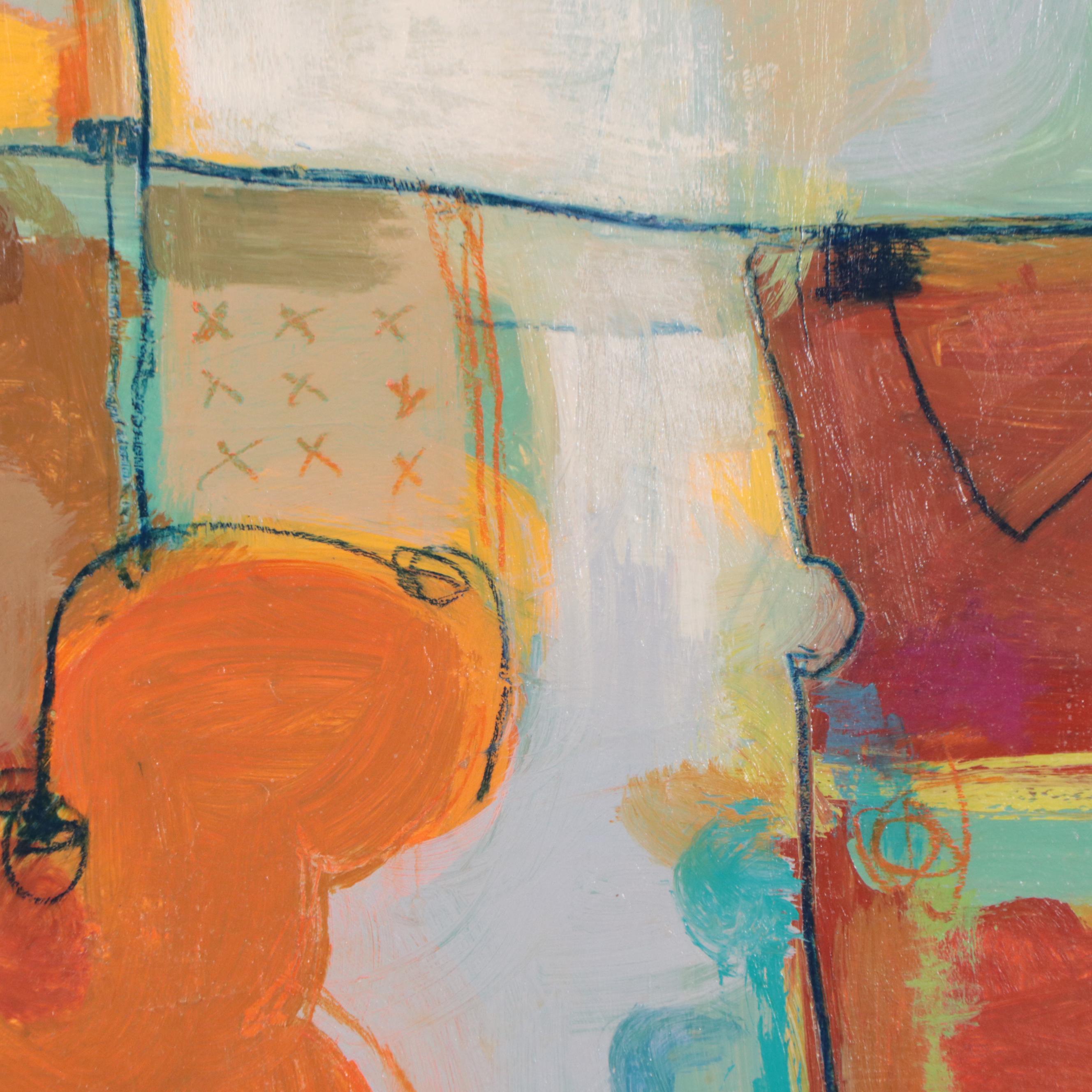 Ursula Brenner Abstract Mixed Media Painting "Sunset," 21st Century