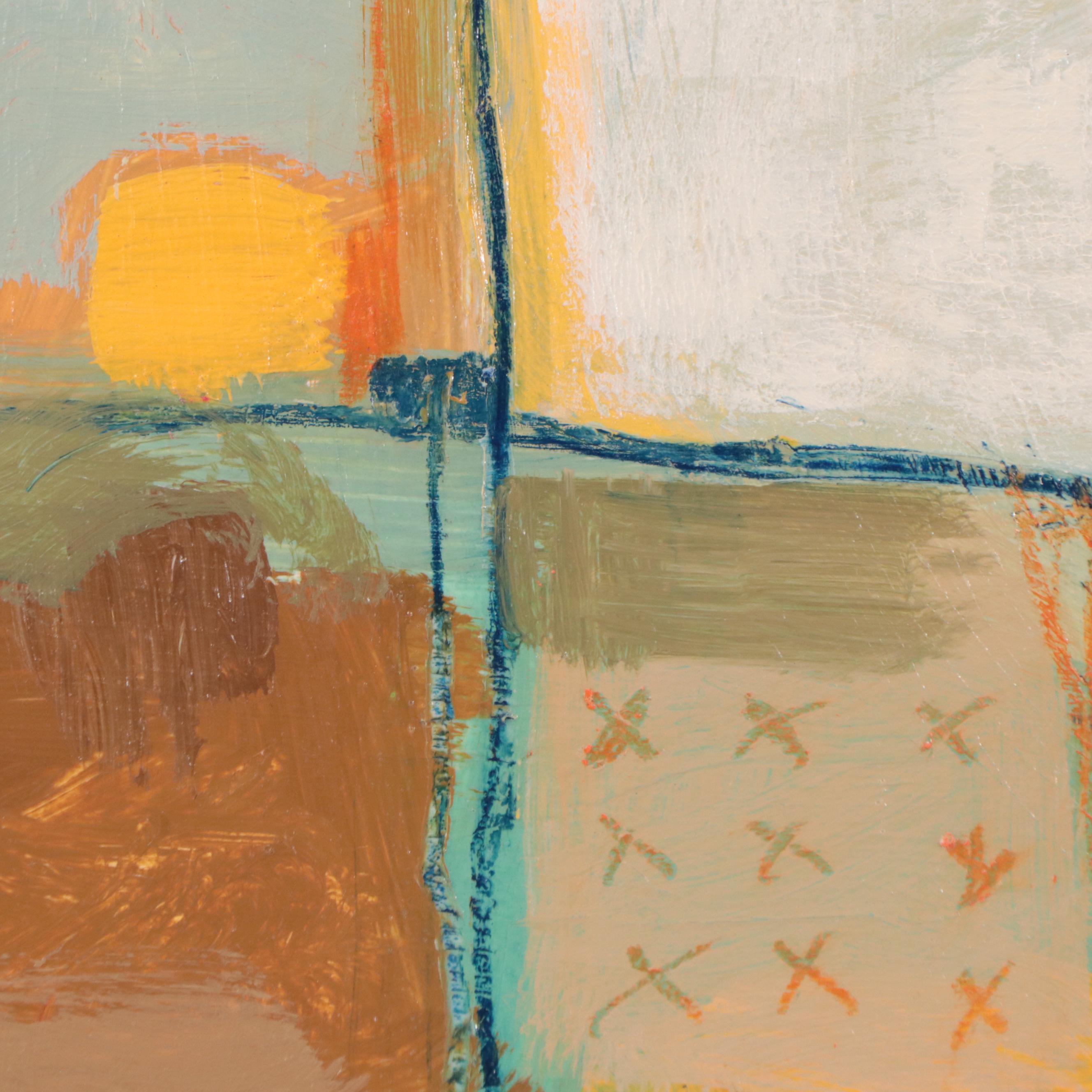 Ursula Brenner Abstract Mixed Media Painting "Sunset," 21st Century