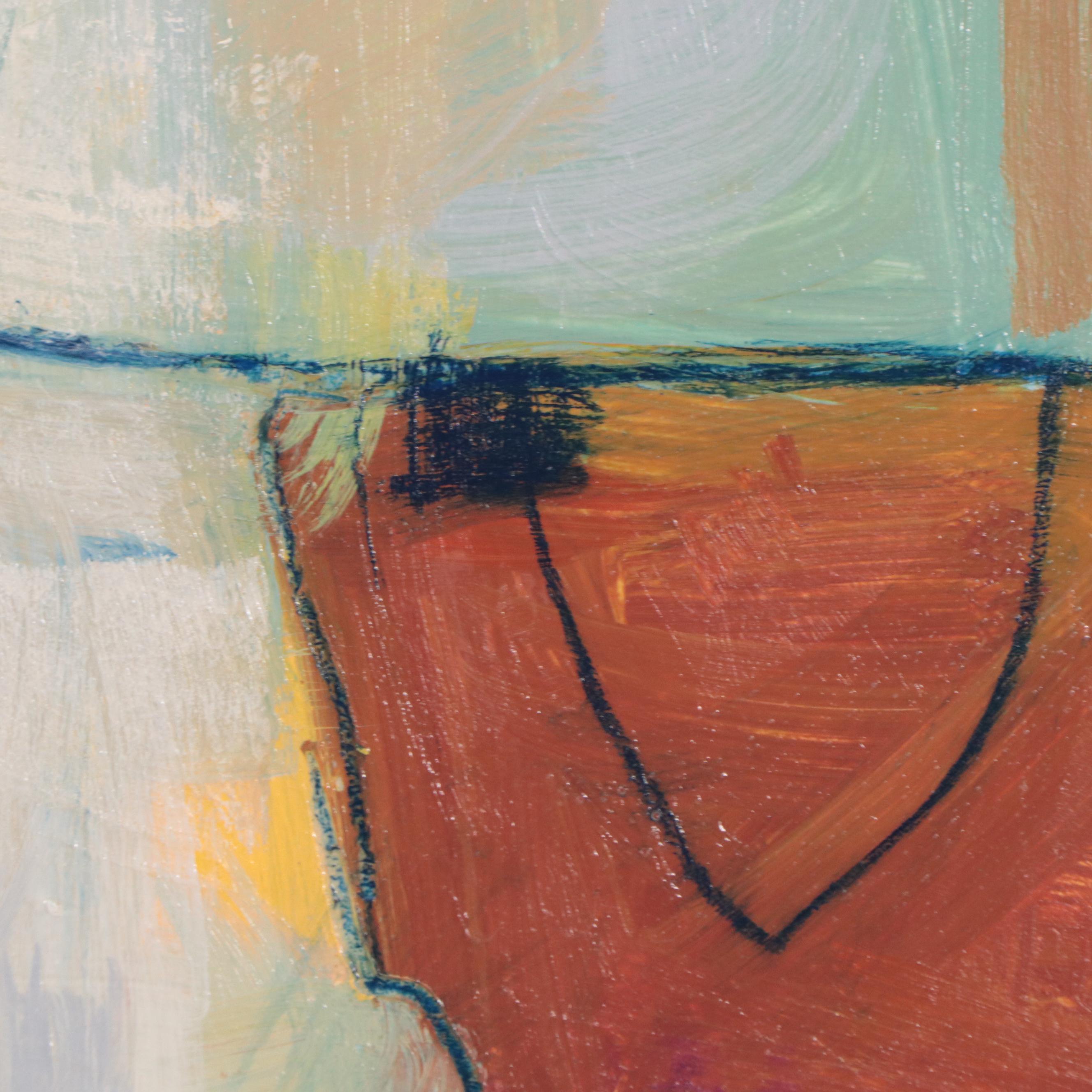 Ursula Brenner Abstract Mixed Media Painting "Sunset," 21st Century