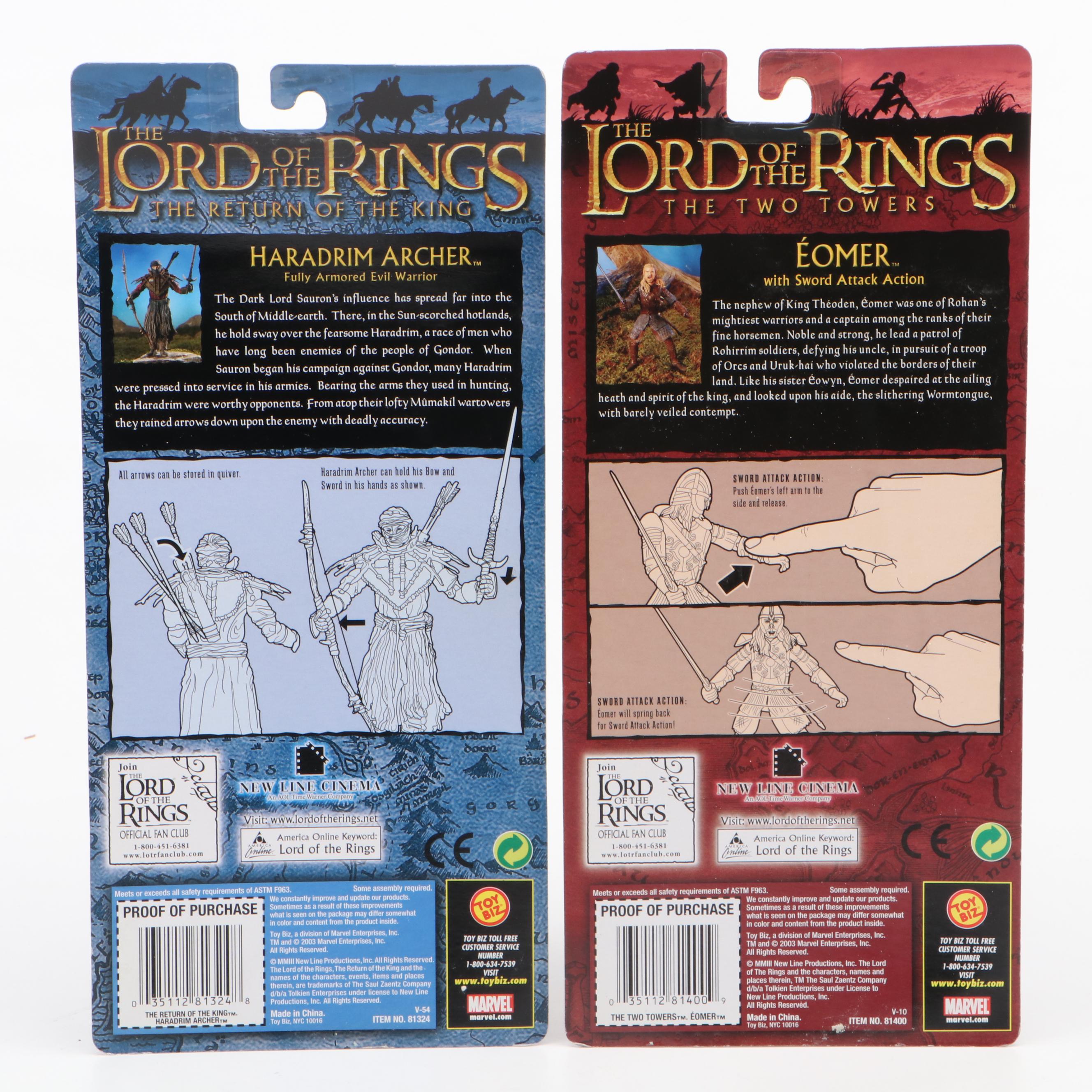 Toy Biz "Lord of the Rings" Action Figures Including Legolas, Gimli, and More