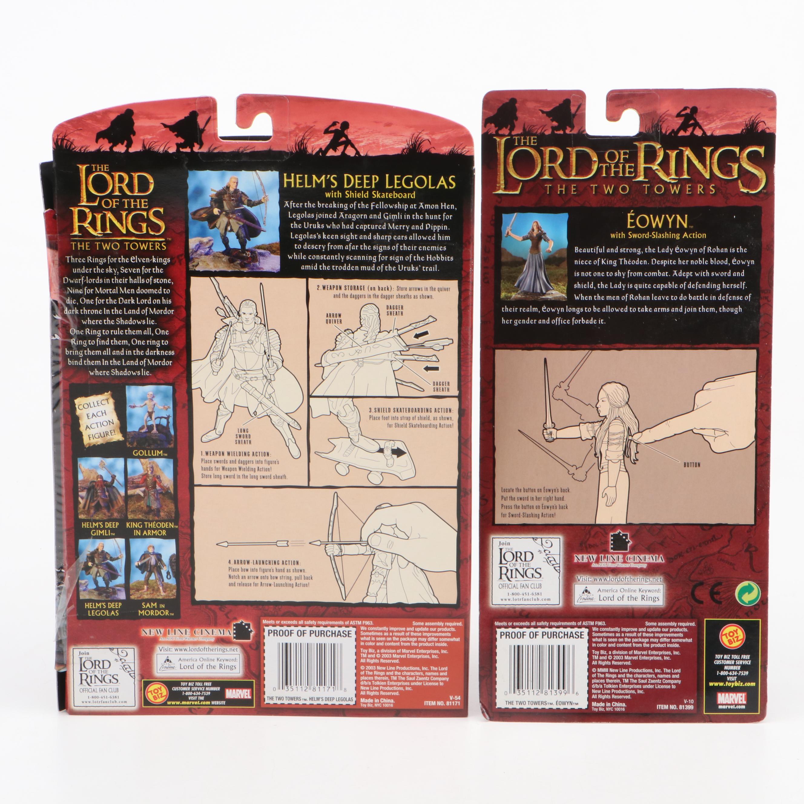 Toy Biz "Lord of the Rings" Action Figures Including Legolas, Gimli, and More