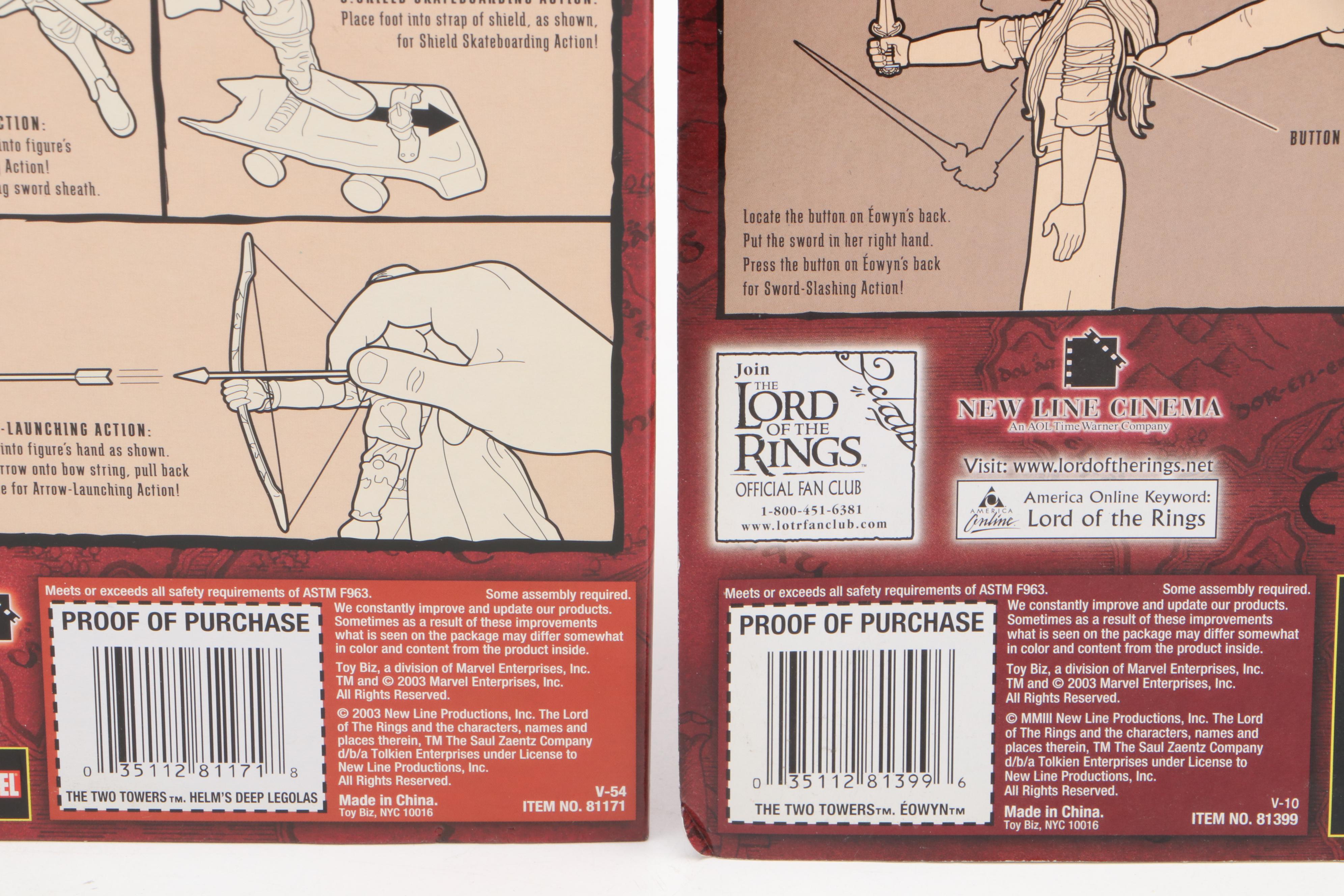 Toy Biz "Lord of the Rings" Action Figures Including Legolas, Gimli, and More