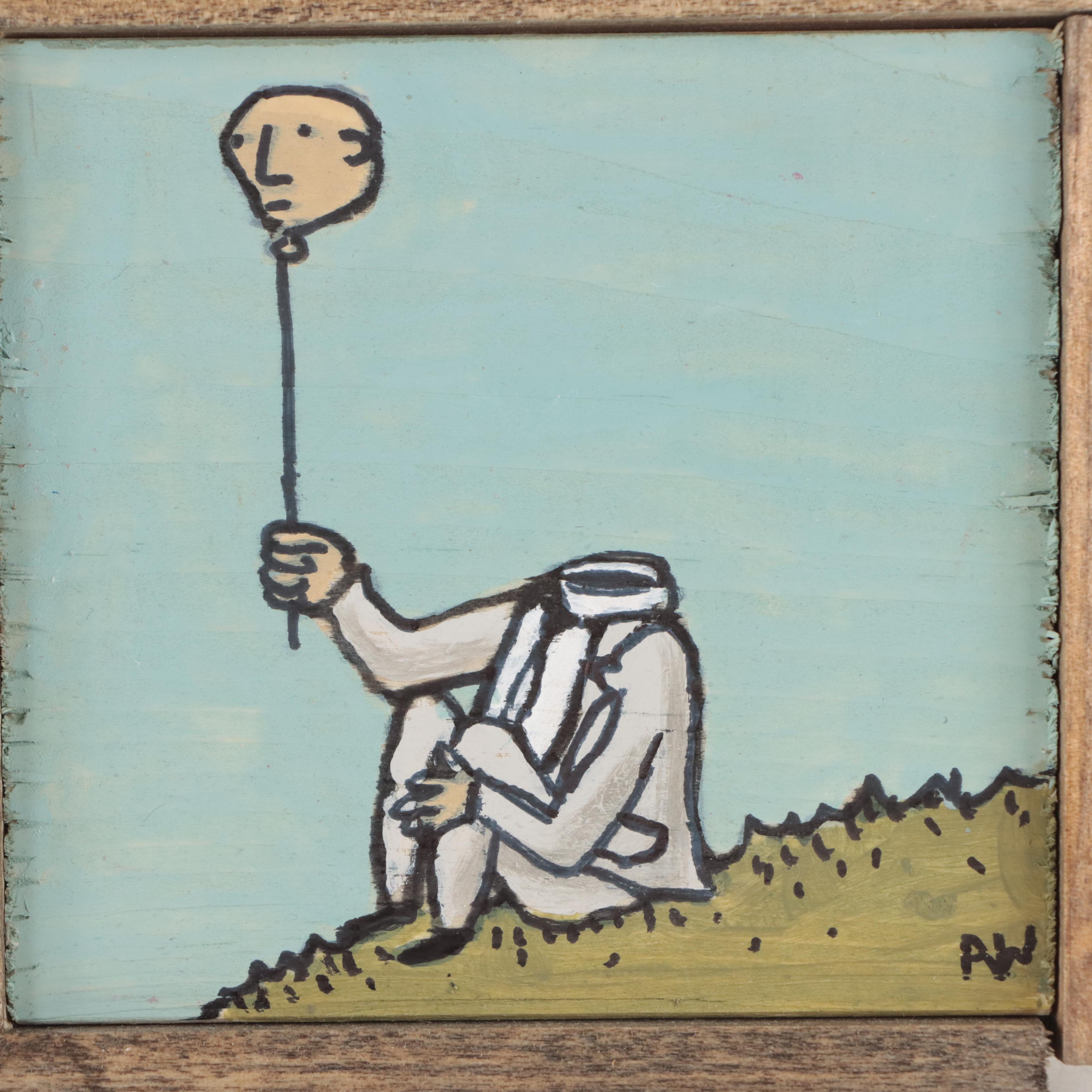 Aaron Wooten Figural Acrylic Painting "Hot Air," 2023