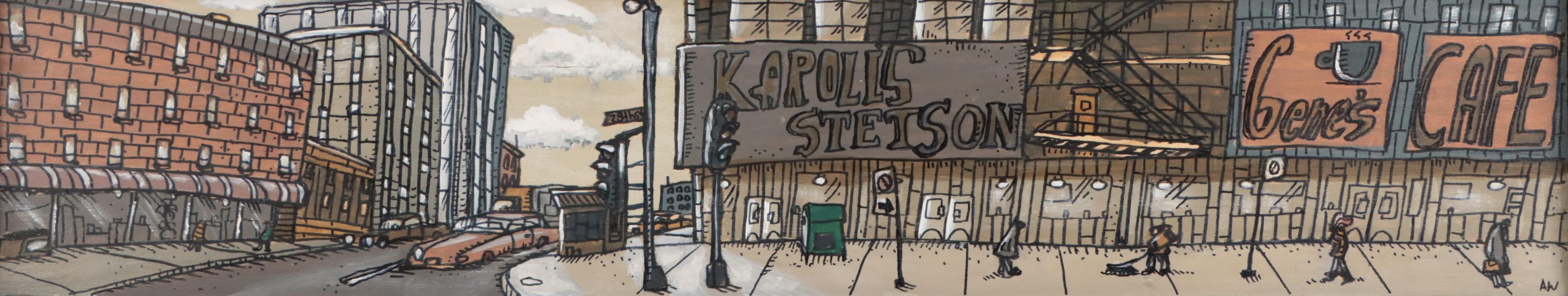 Aaron Wooten Cityscape Acrylic Painting, 2023