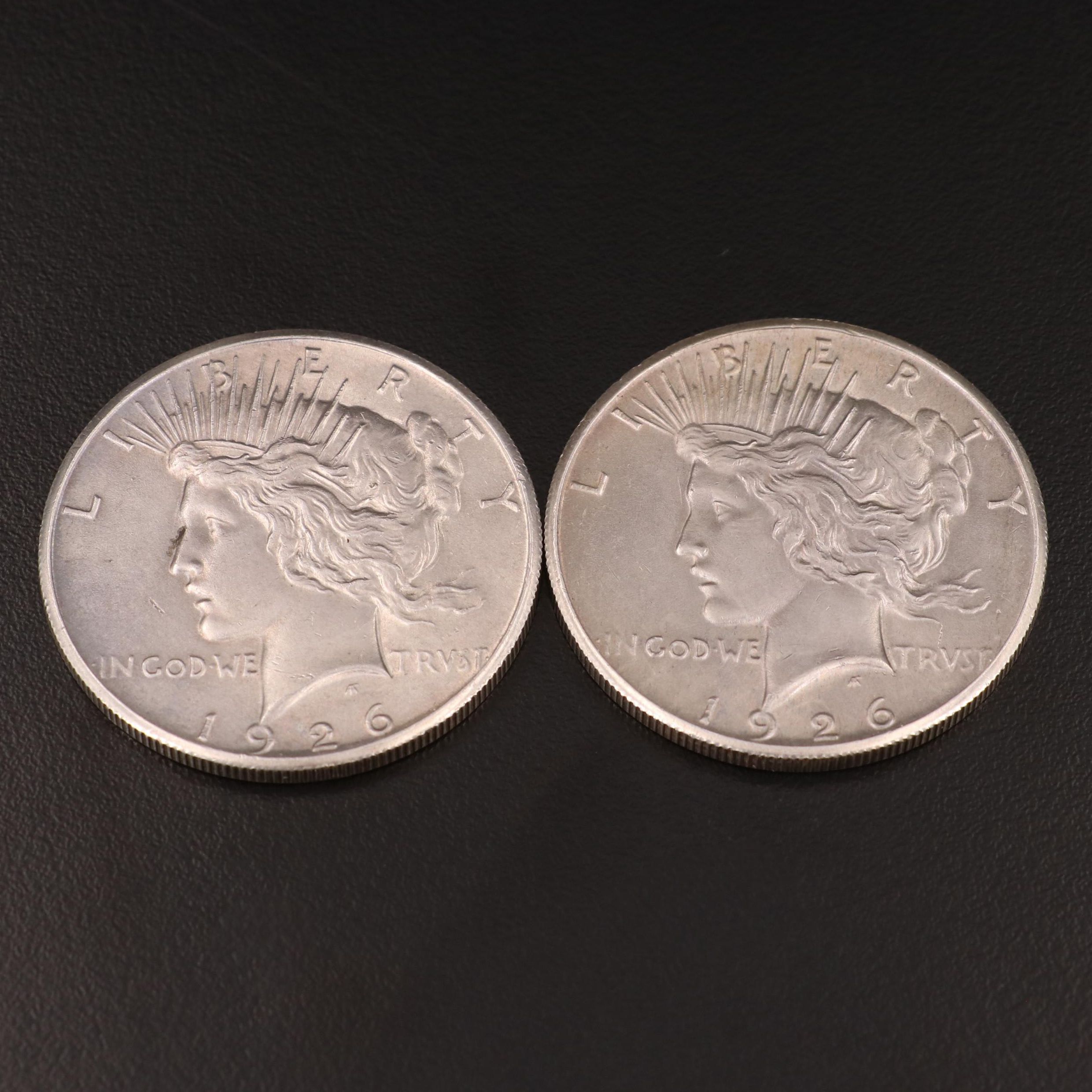 Two 1926 Peace Silver Dollars