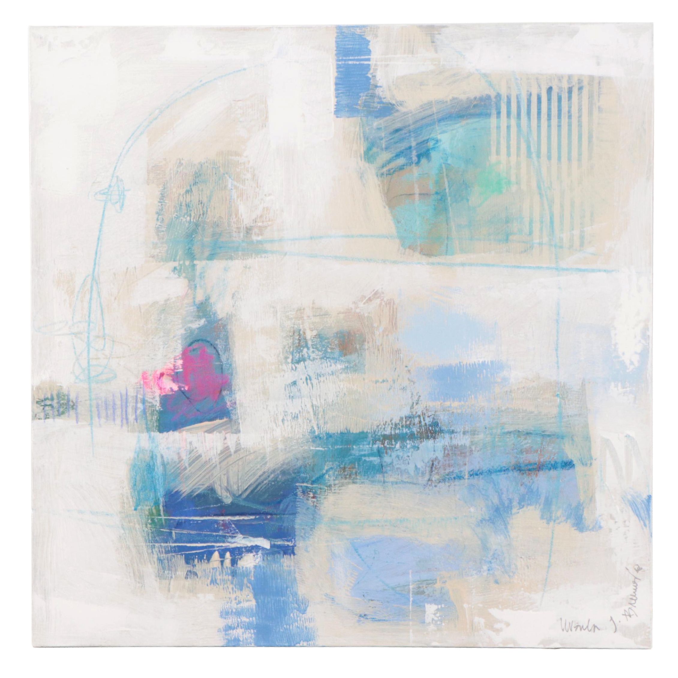 Ursula Brenner Abstract Mixed Media Painting, 21st Century