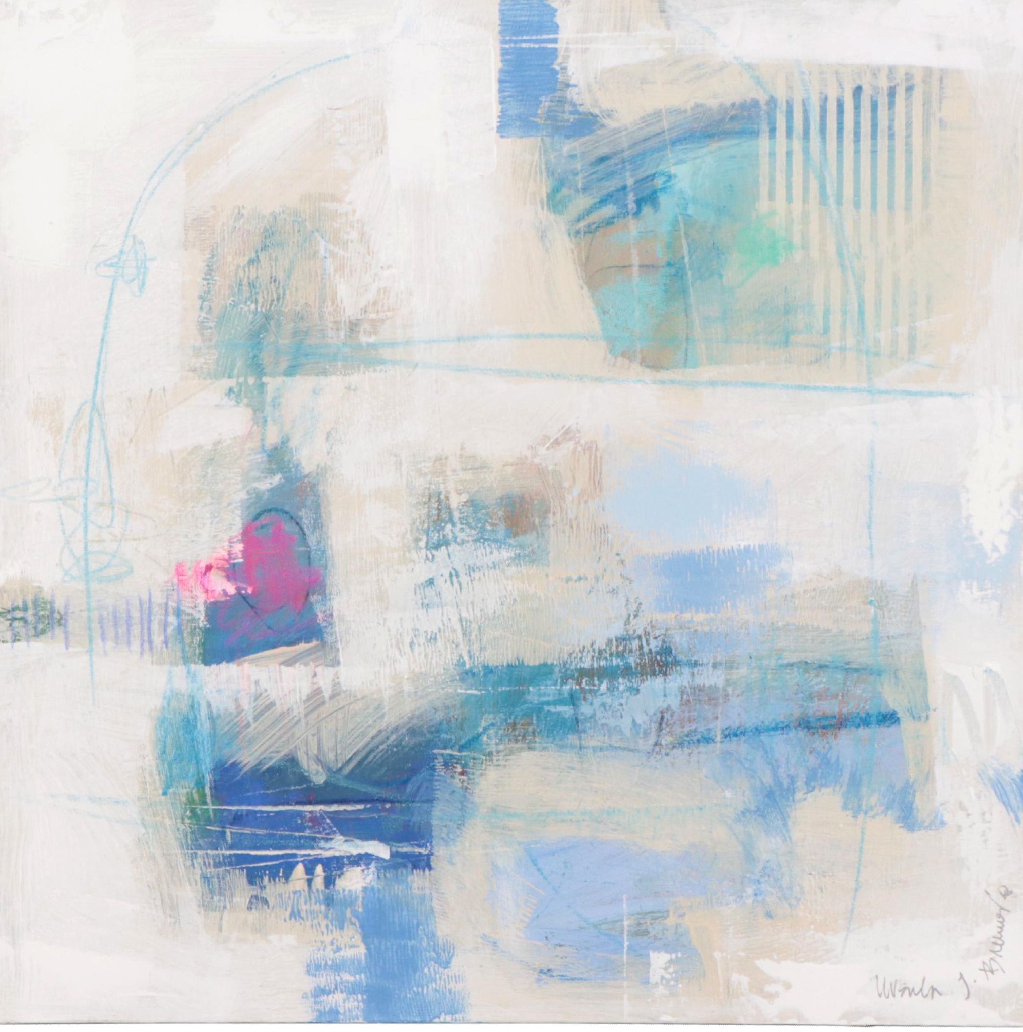 Ursula Brenner Abstract Mixed Media Painting, 21st Century