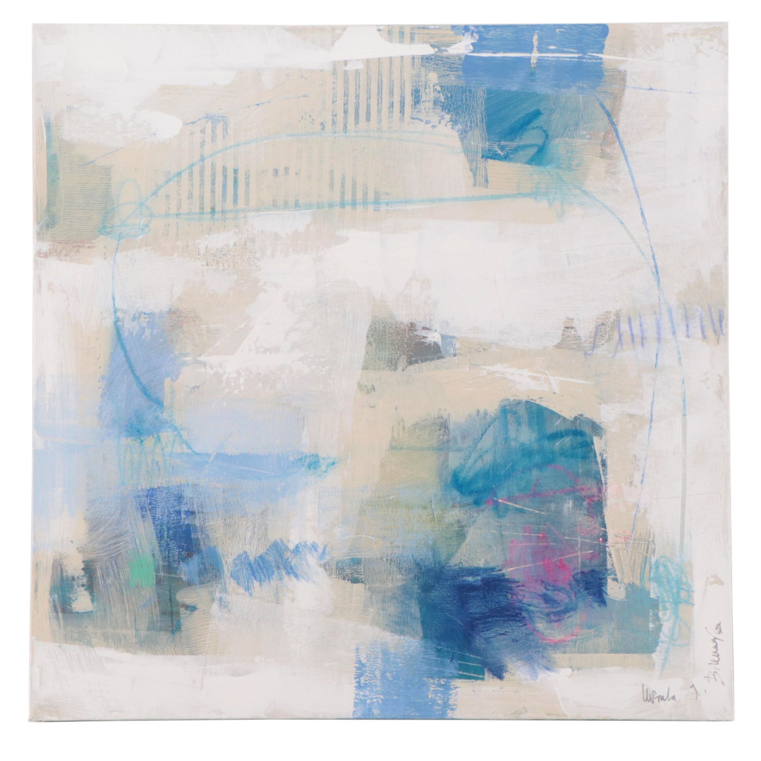 Ursula Brenner Abstract Mixed Media Painting, 21st Century