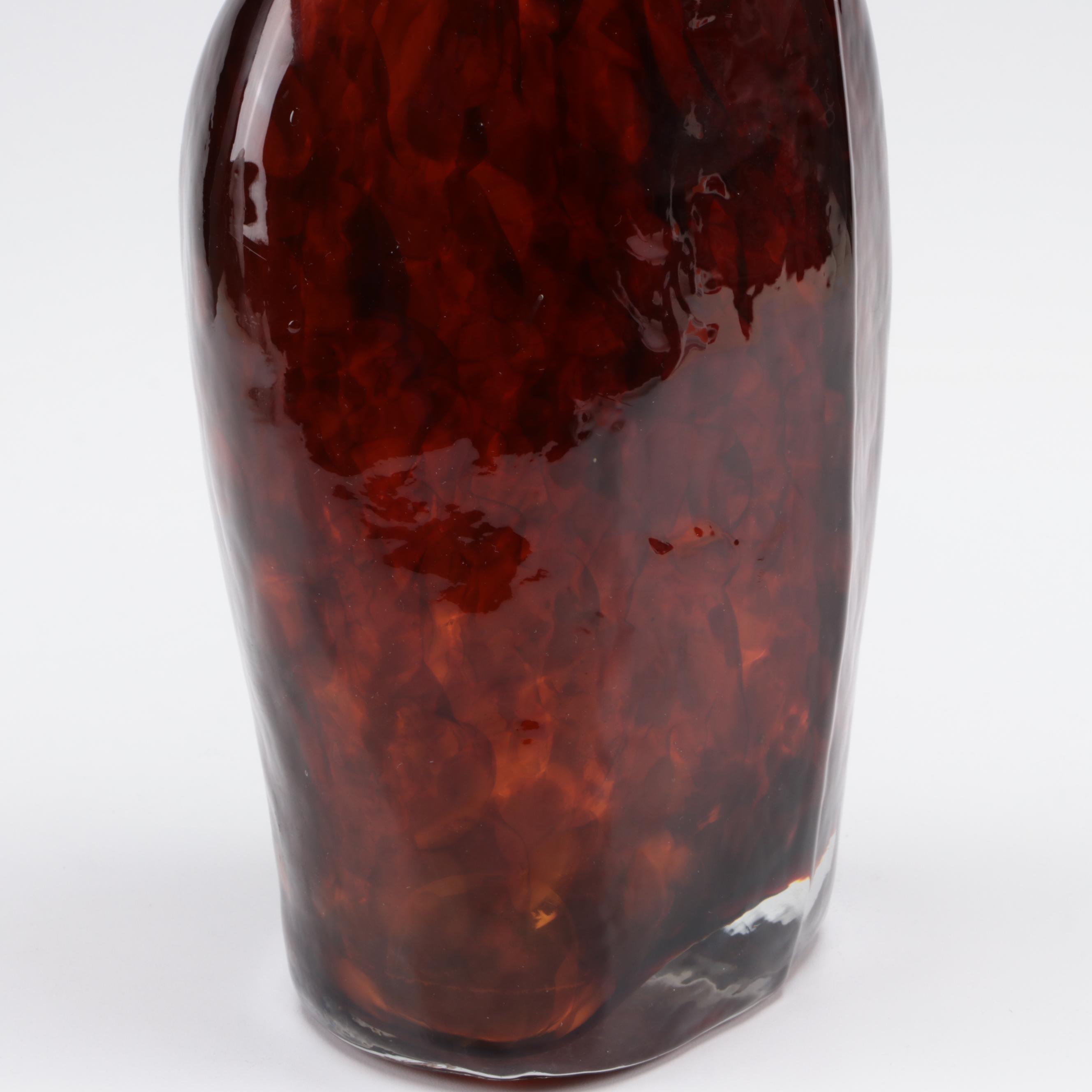 Mold-Blown Tortoise-Effect Amber Glass Figural Female Torso Vase