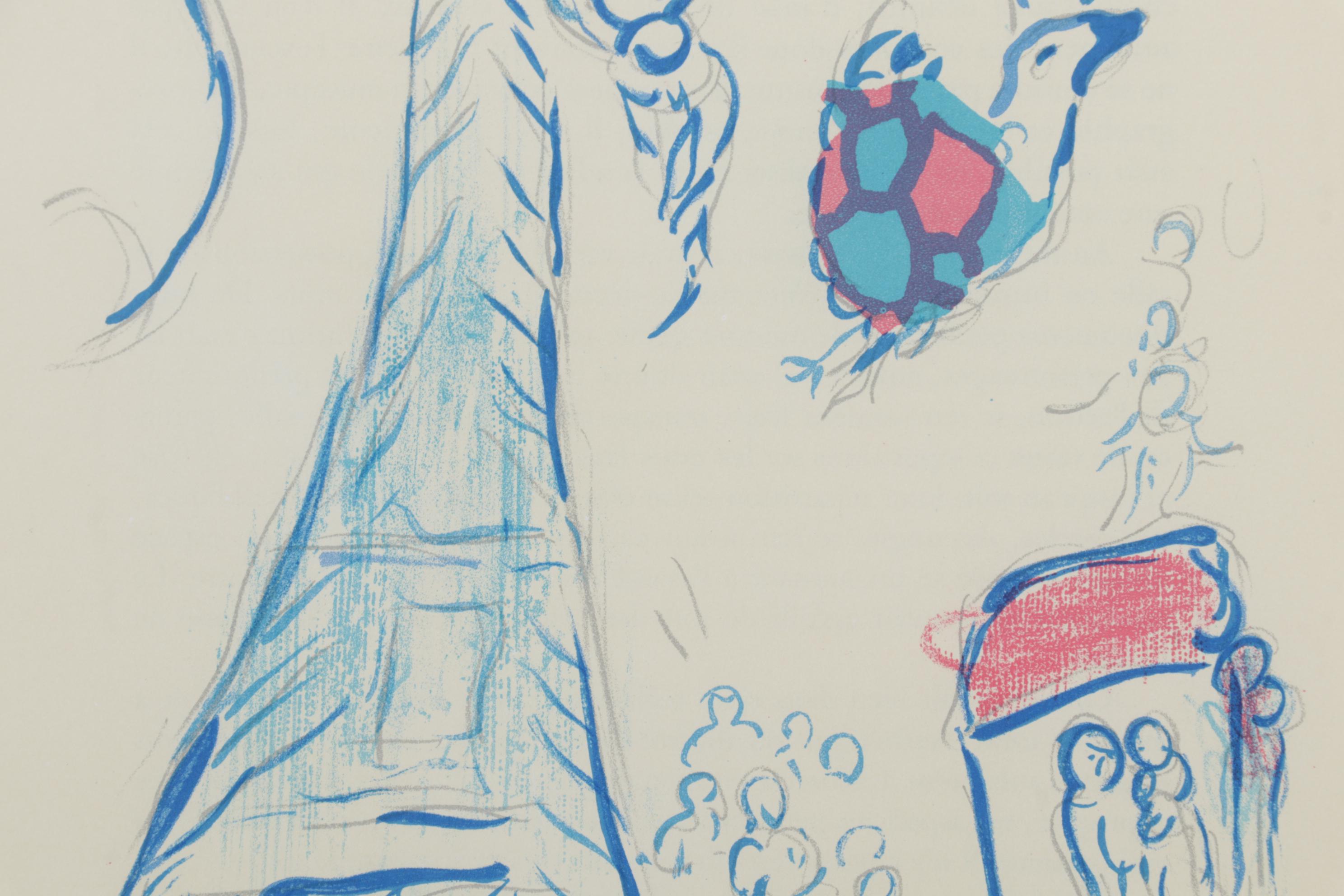 Color Lithograph After Marc Chagall "Angel of Mozart," 1965