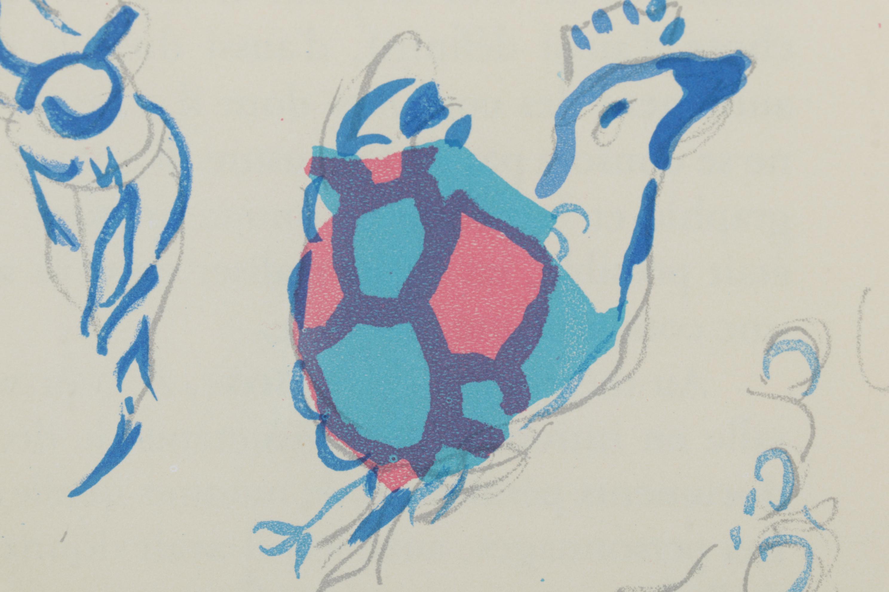 Color Lithograph After Marc Chagall "Angel of Mozart," 1965