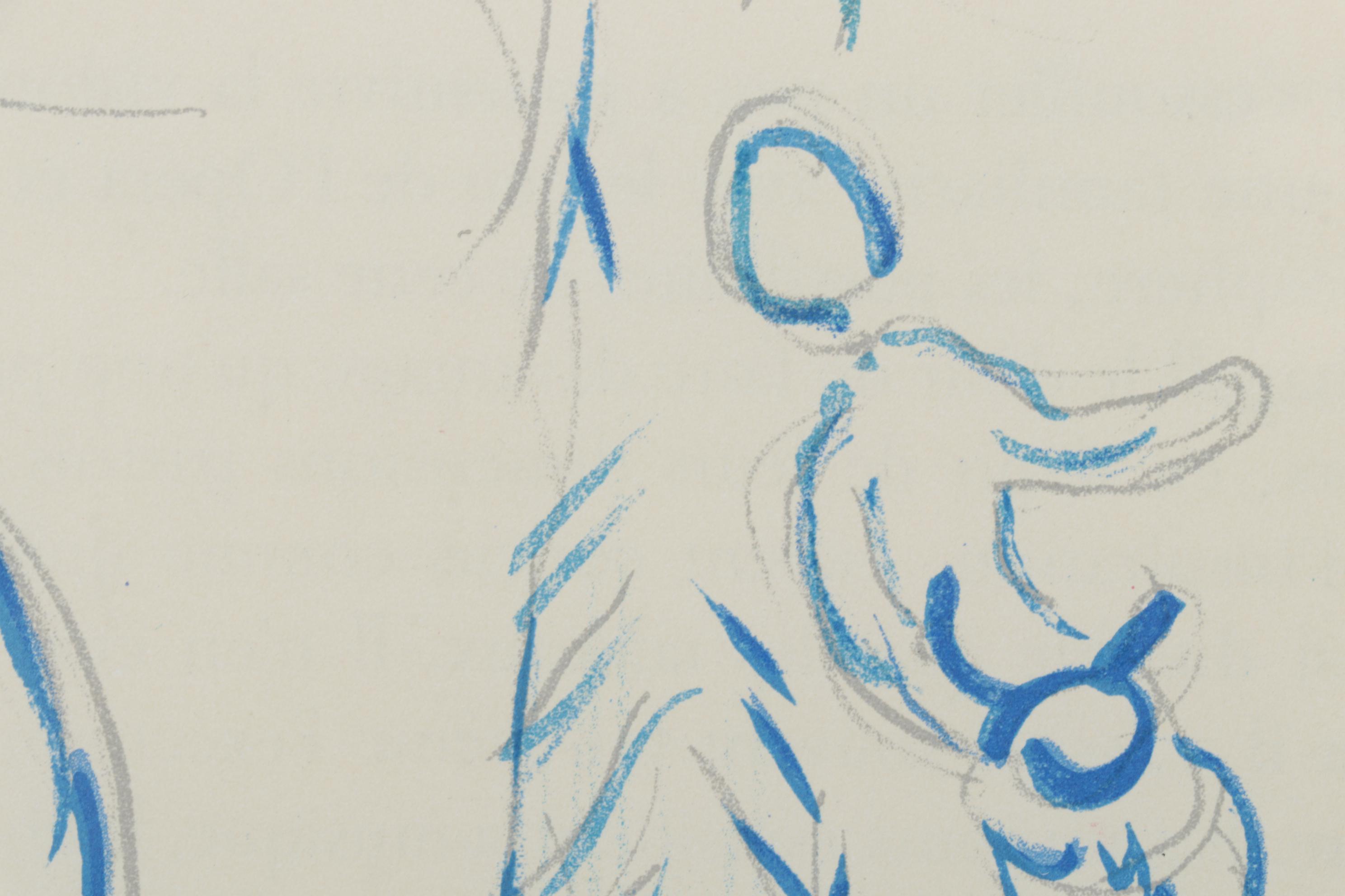 Color Lithograph After Marc Chagall "Angel of Mozart," 1965